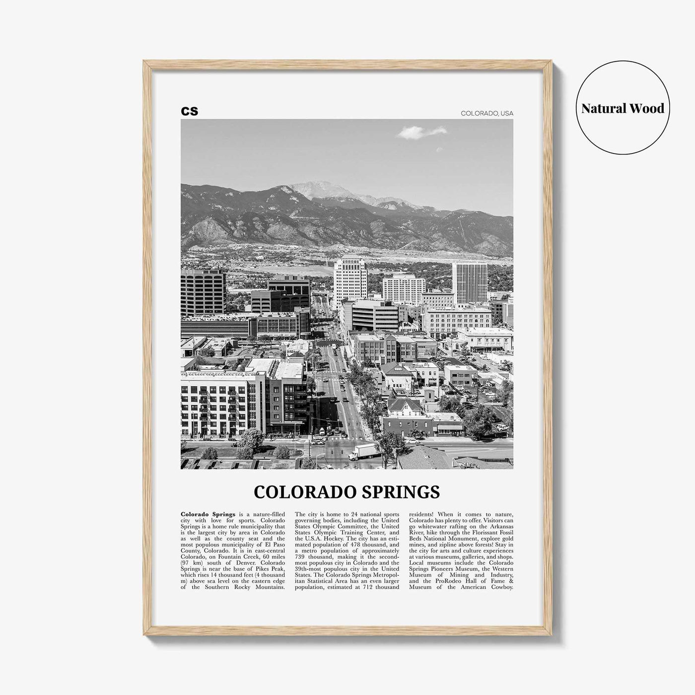 Colorado Springs Print Black and White, Colorado Springs Wall Art, Colorado Springs Poster, USA, United States, North America