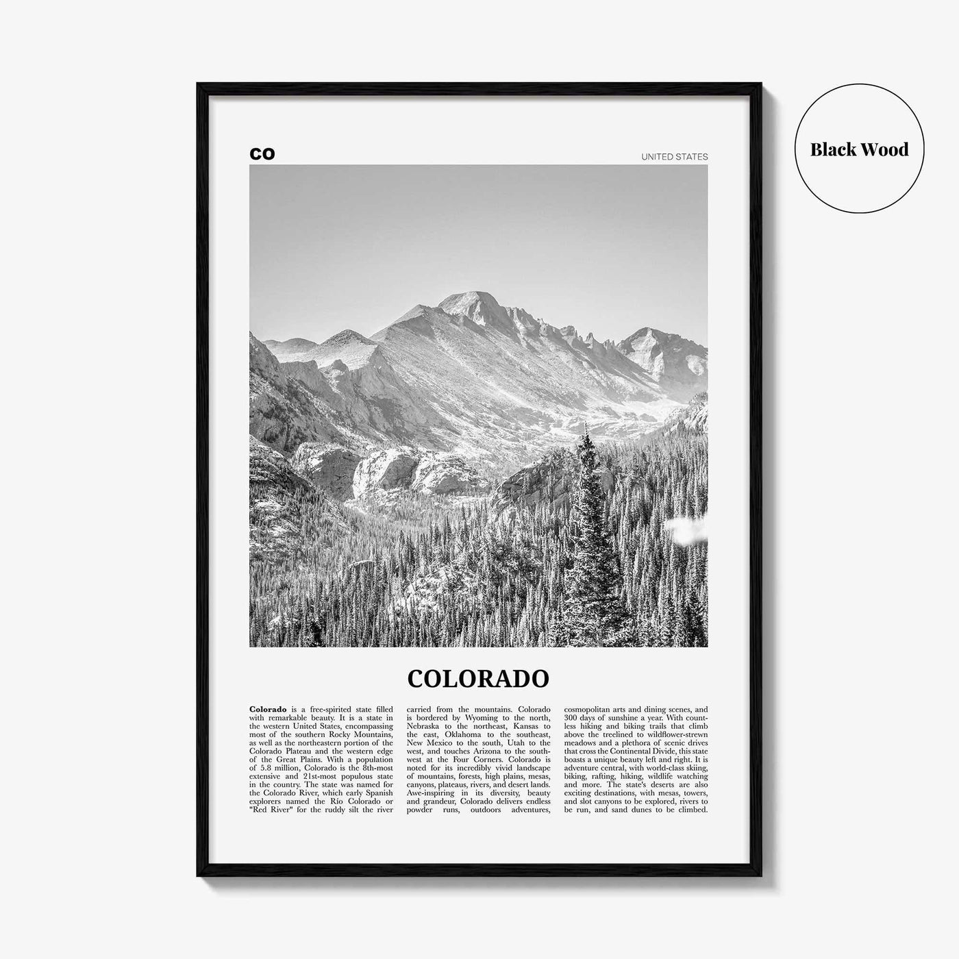 Colorado Print Black and White No 1, Colorado Wall Art, Colorado Poster, Colorado Photo, Colorado Wall Decor, USA, United States