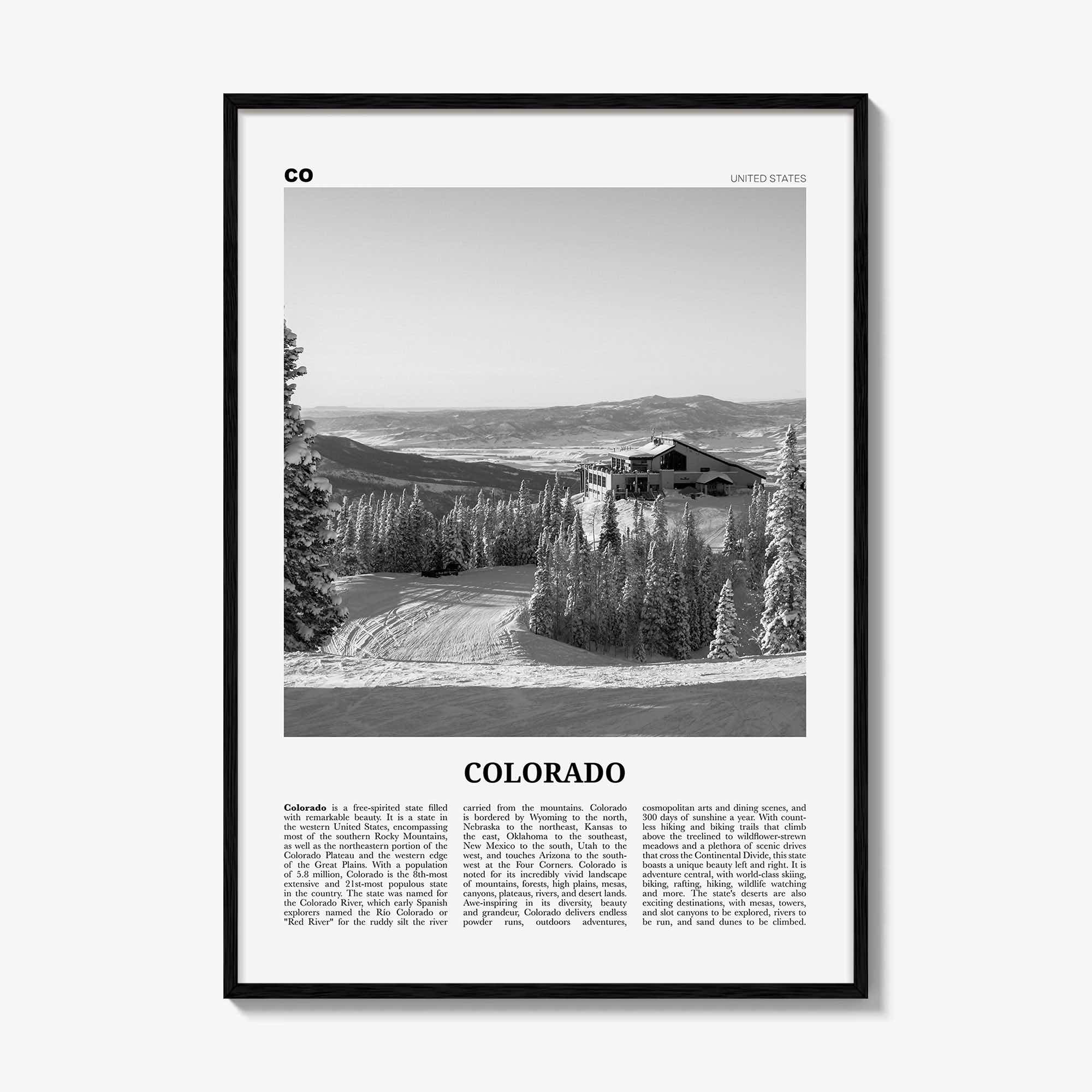 Colorado Print Black and White No 3, Colorado Wall Art, Colorado Poster, Colorado Photo, Colorado Wall Décor, Colorado Map, United States