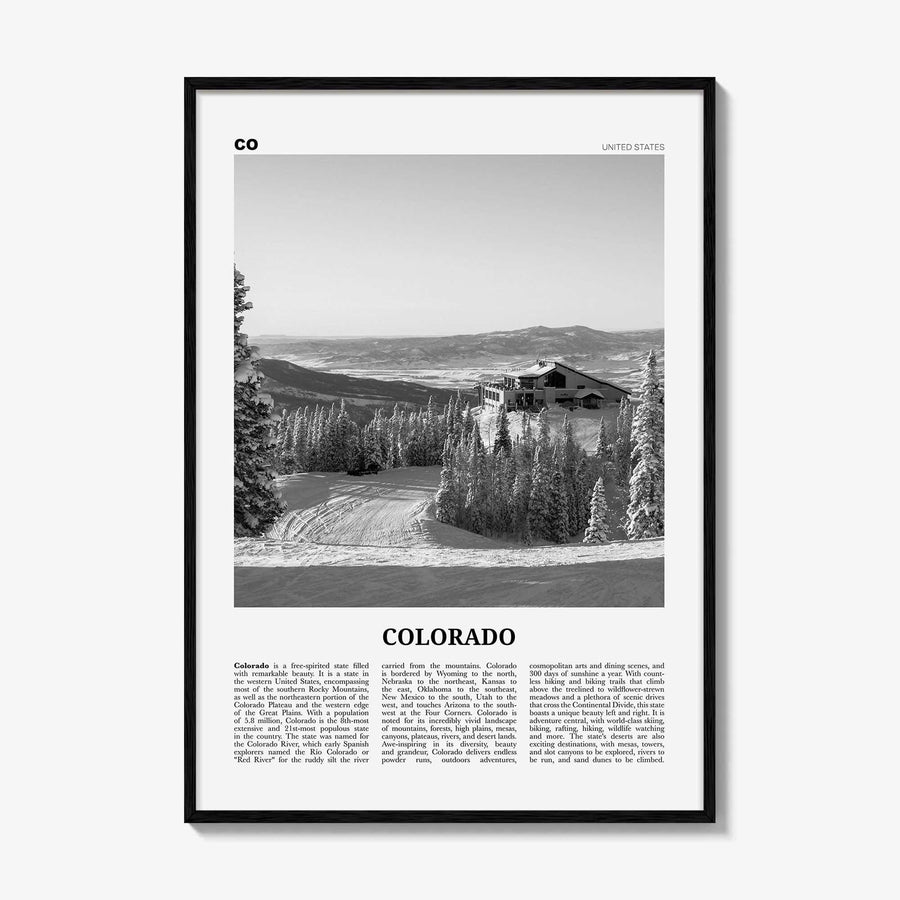 Colorado Print Black and White No 3, Colorado Wall Art, Colorado Poster, Colorado Photo, Colorado Wall Décor, Colorado Map, United States
