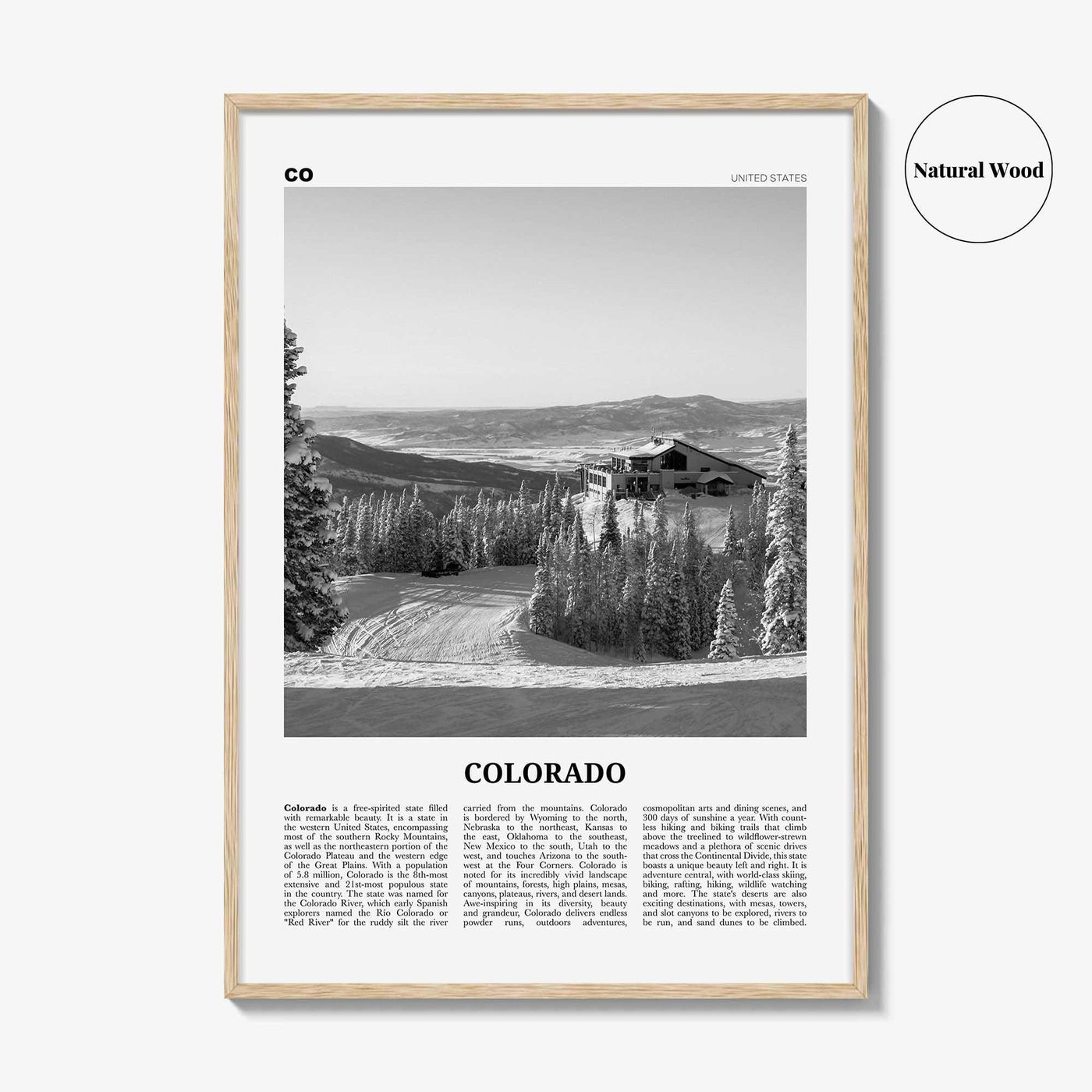 Colorado Print Black and White No 3, Colorado Wall Art, Colorado Poster, Colorado Photo, Colorado Wall Décor, Colorado Map, United States