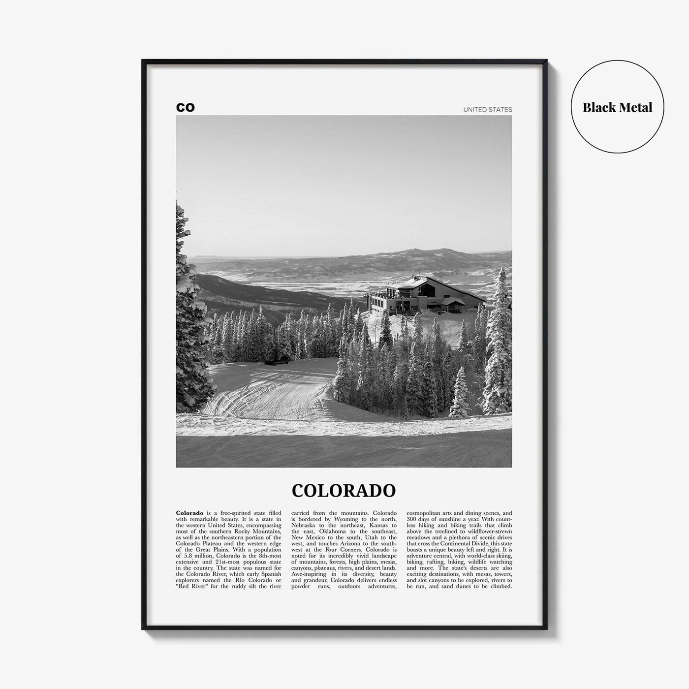 Colorado Print Black and White No 3, Colorado Wall Art, Colorado Poster, Colorado Photo, Colorado Wall Décor, Colorado Map, United States