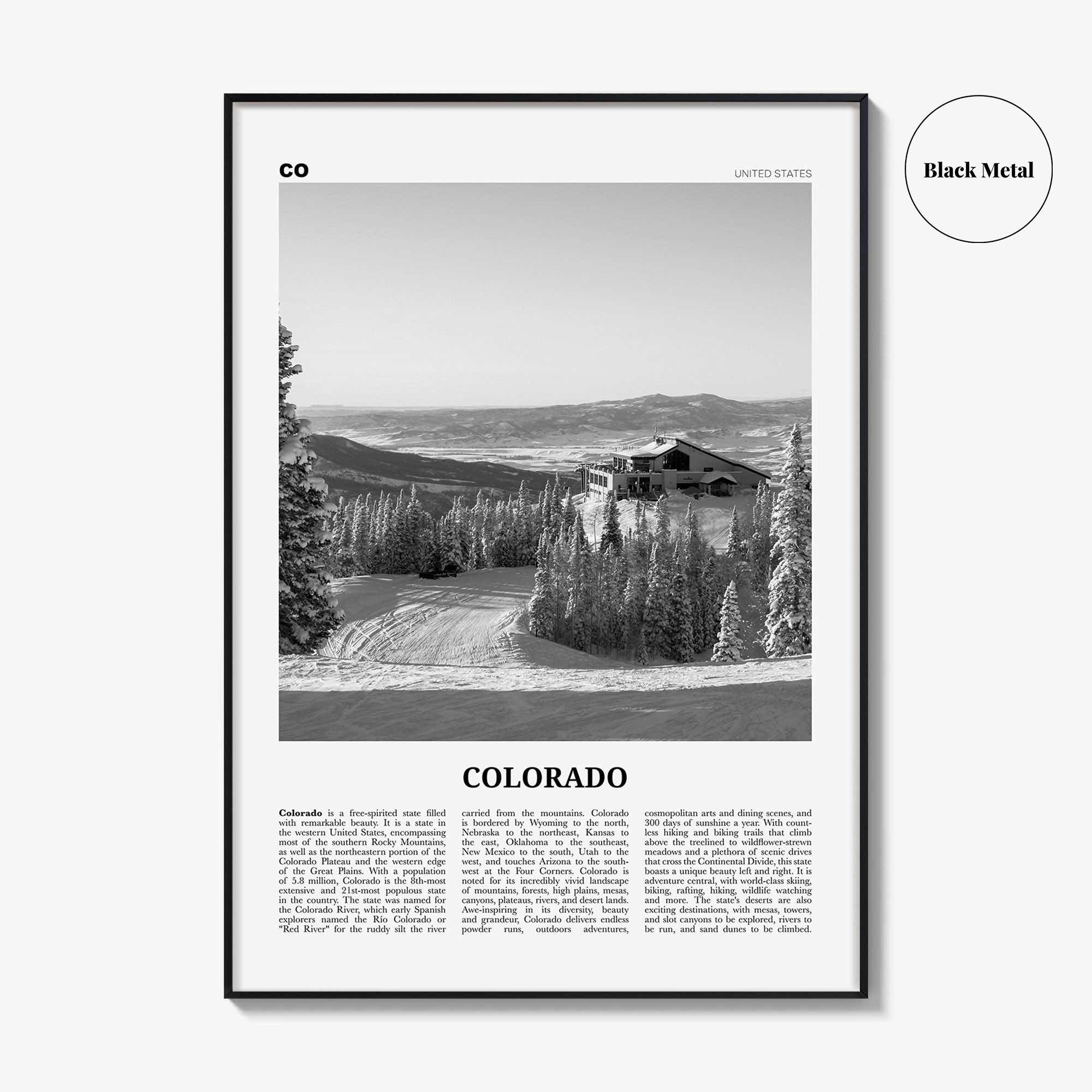 Colorado Print Black and White No 3, Colorado Wall Art, Colorado Poster, Colorado Photo, Colorado Wall Décor, Colorado Map, United States