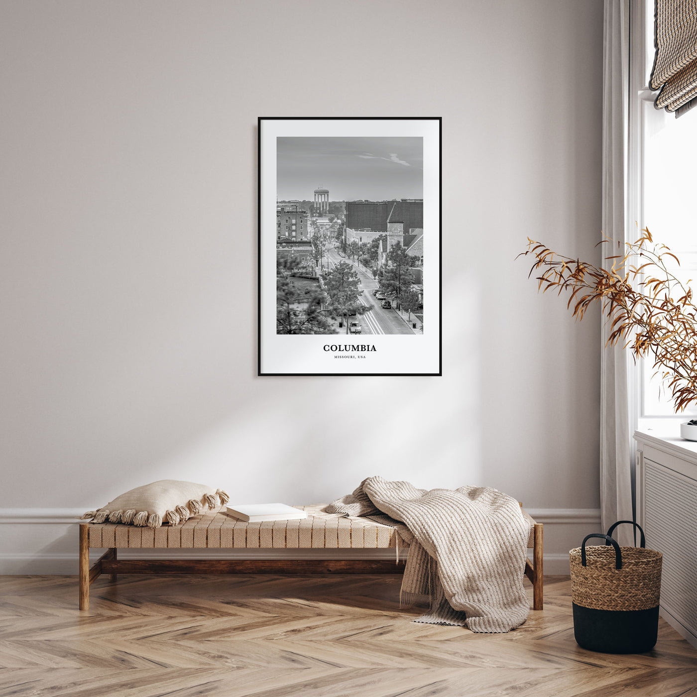 Columbia, Missouri Portrait B&W Poster