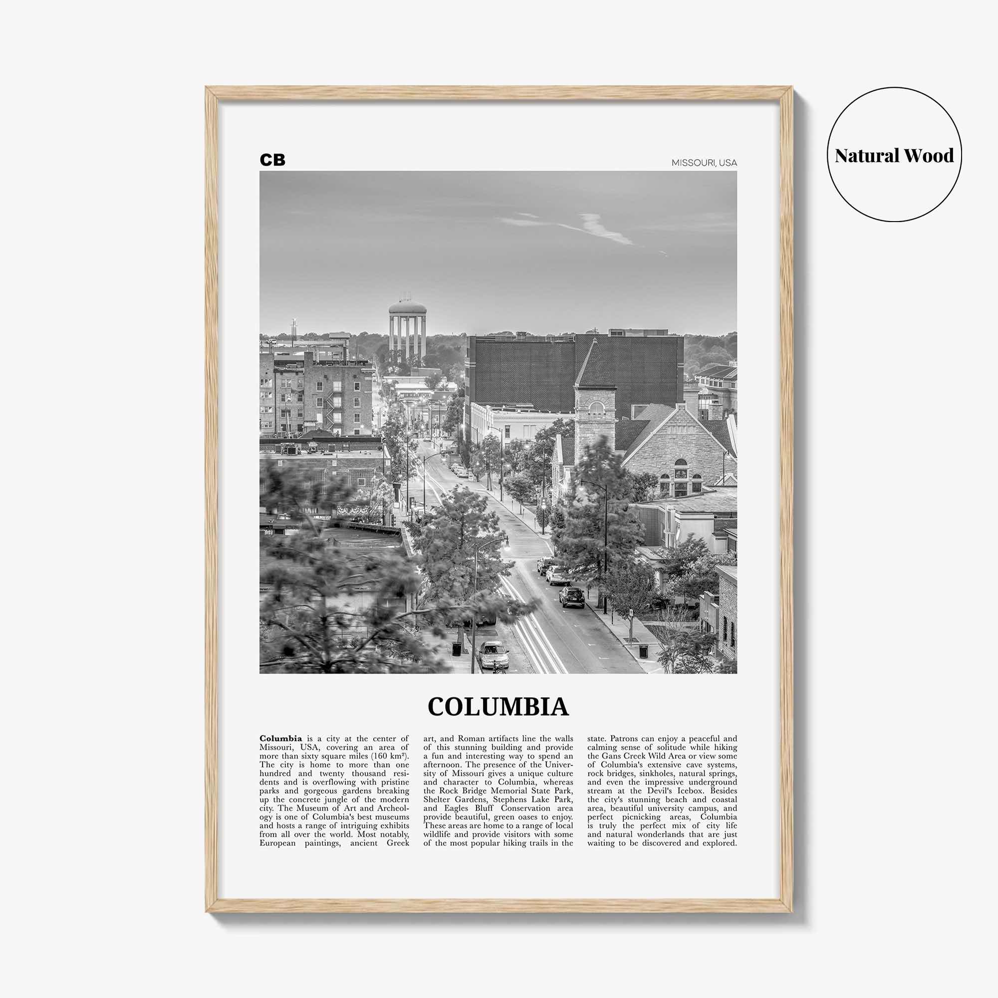 Columbia Print Black and White Missouri, Columbia Wall Art, Columbia Poster, Columbia Photo, Columbia Map, Columbia Wall Decor, USA