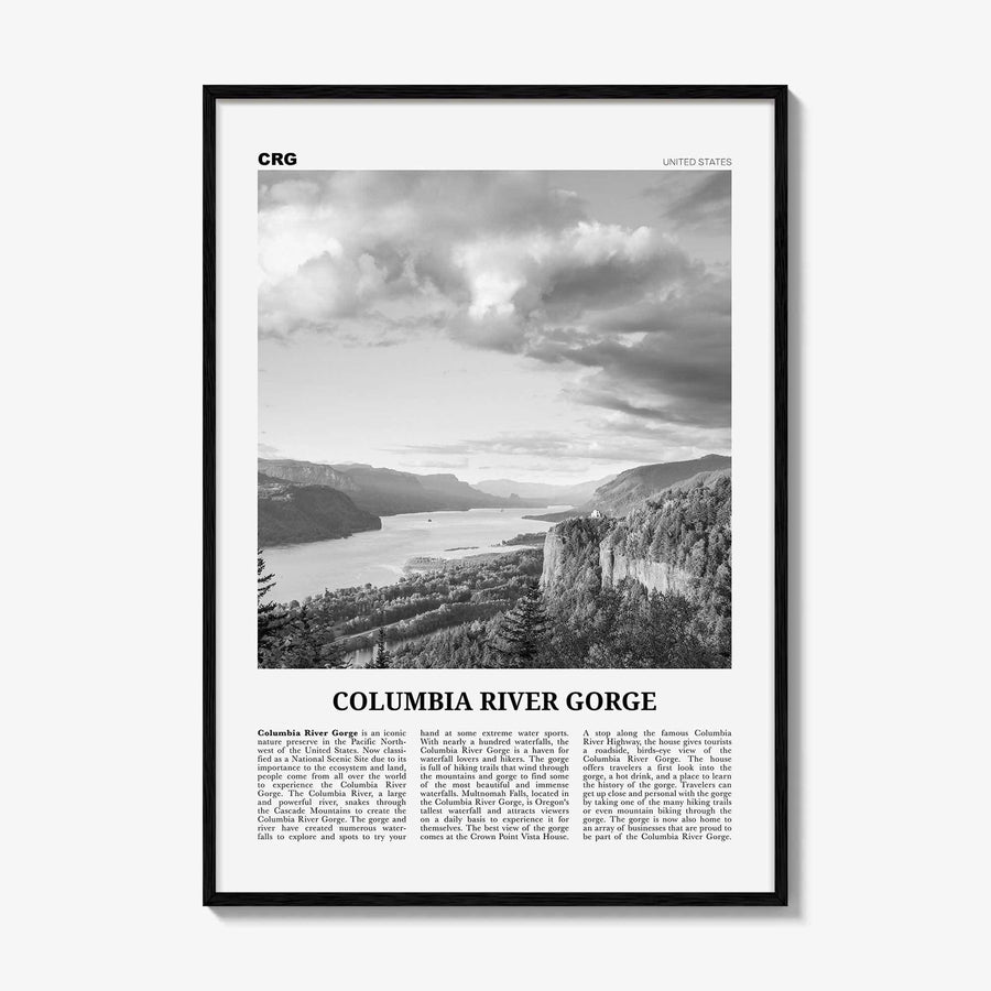 Columbia River Gorge Print Black and White, Columbia River Gorge Wall Art, Columbia River Gorge Poster, Columbia River Gorge Photo