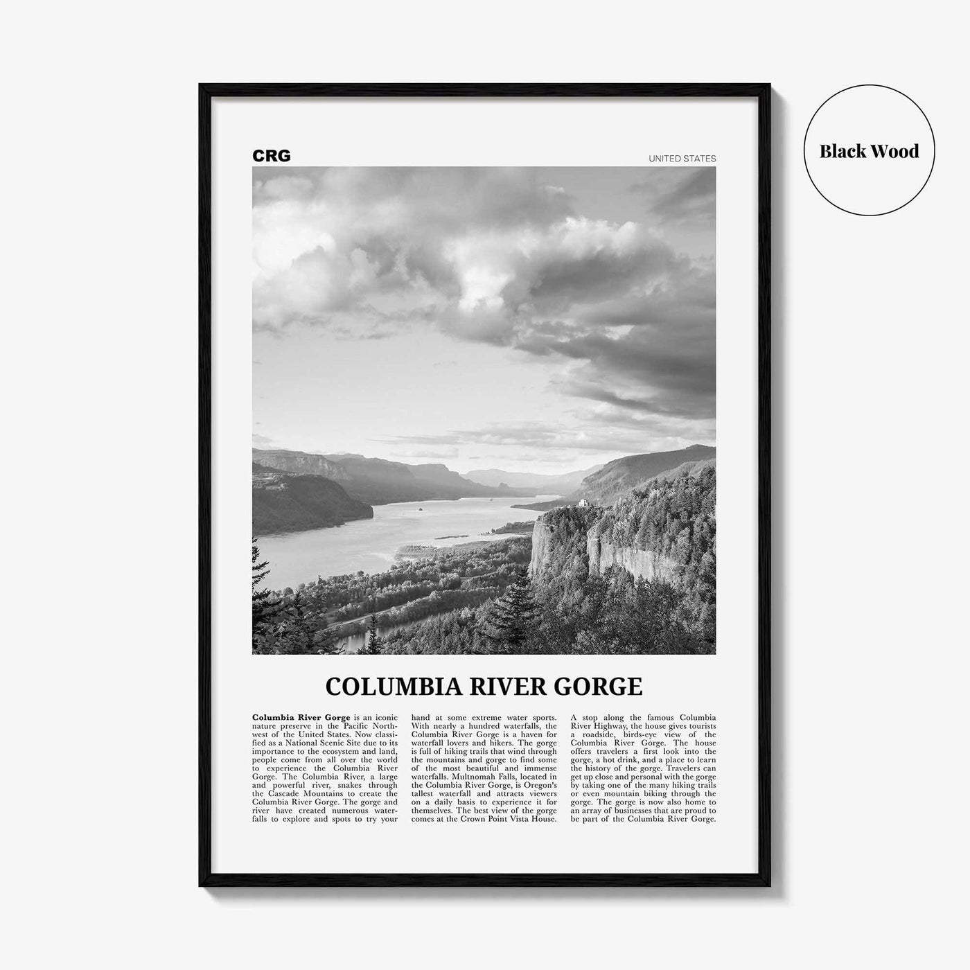 Columbia River Gorge Print Black and White, Columbia River Gorge Wall Art, Columbia River Gorge Poster, Columbia River Gorge Photo