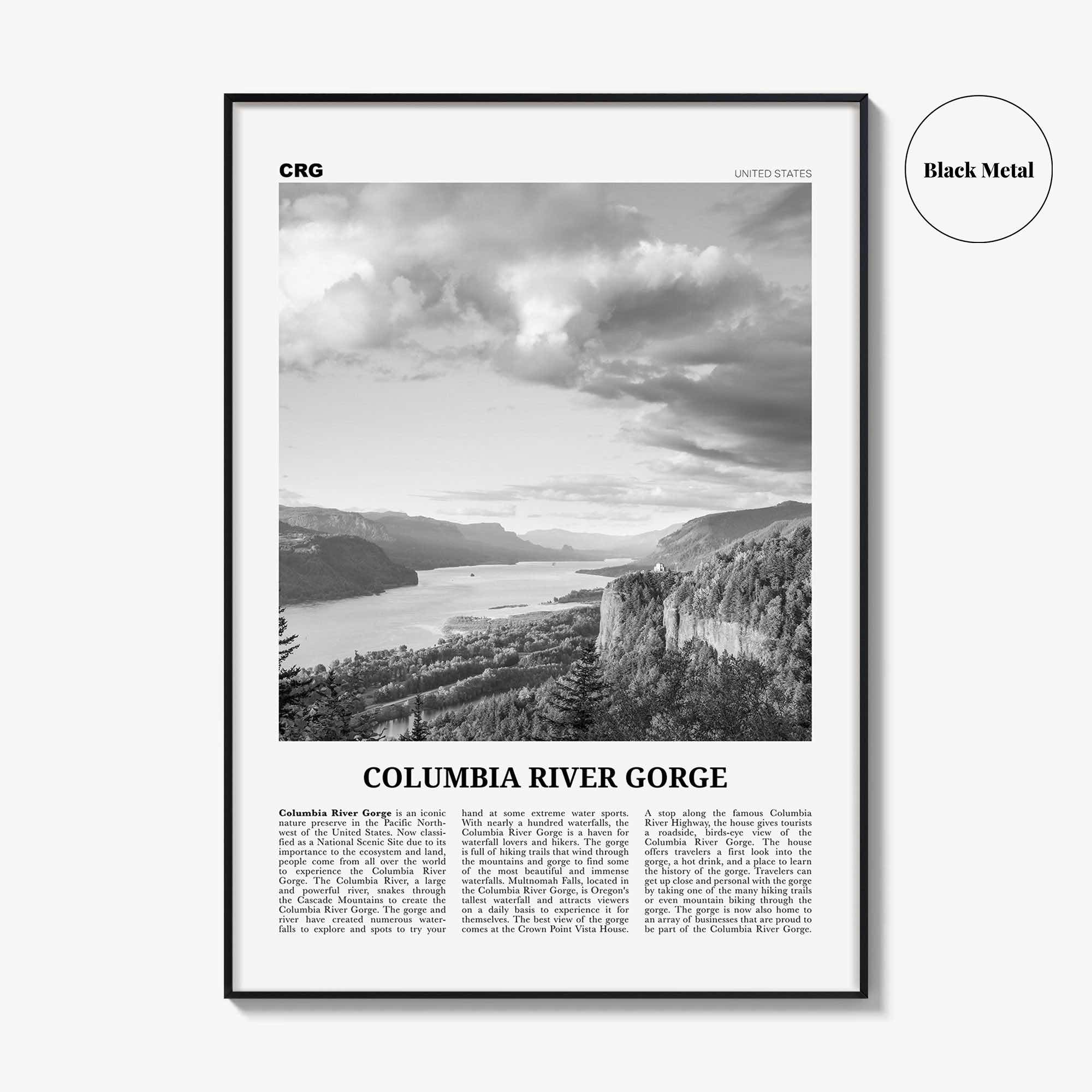 Columbia River Gorge Print Black and White, Columbia River Gorge Wall Art, Columbia River Gorge Poster, Columbia River Gorge Photo