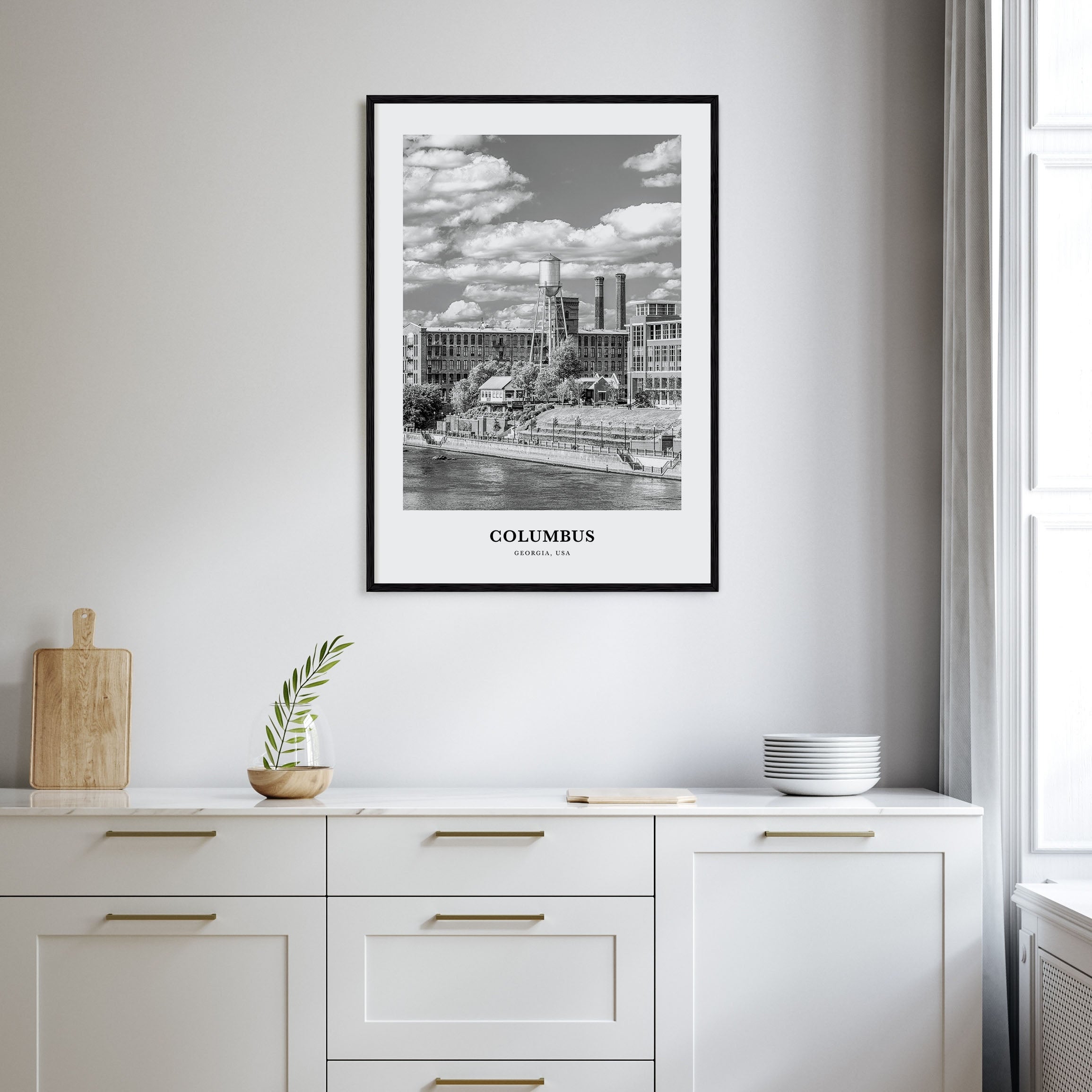 Columbus, Georgia Portrait B&W Poster