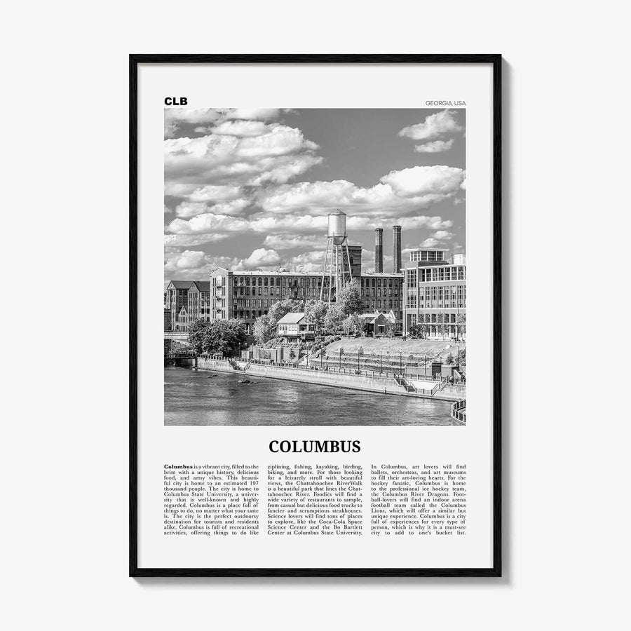 Columbus Print Black and White Georgia, Columbus Wall Art, Columbus Poster, Columbus Photo, Columbus Wall Décor, USA, United States