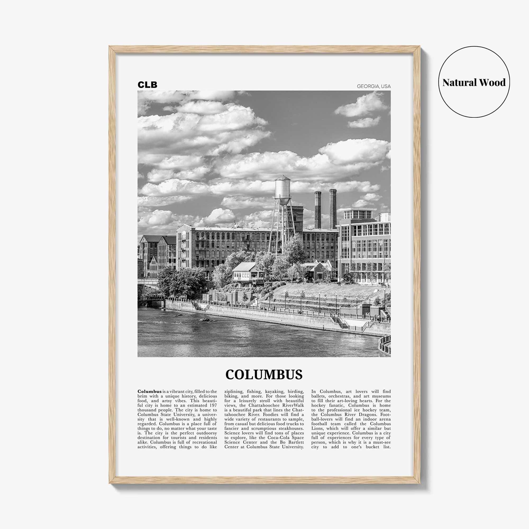 Columbus Print Black and White Georgia, Columbus Wall Art, Columbus Poster, Columbus Photo, Columbus Wall Décor, USA, United States