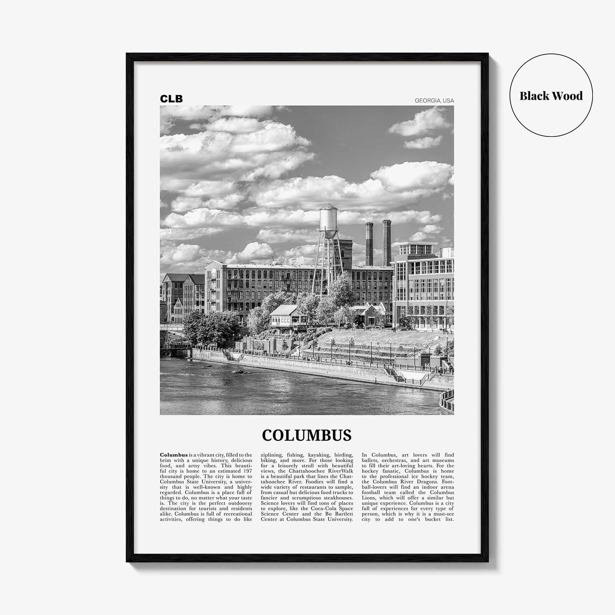 Columbus Print Black and White Georgia, Columbus Wall Art, Columbus Poster, Columbus Photo, Columbus Wall Décor, USA, United States
