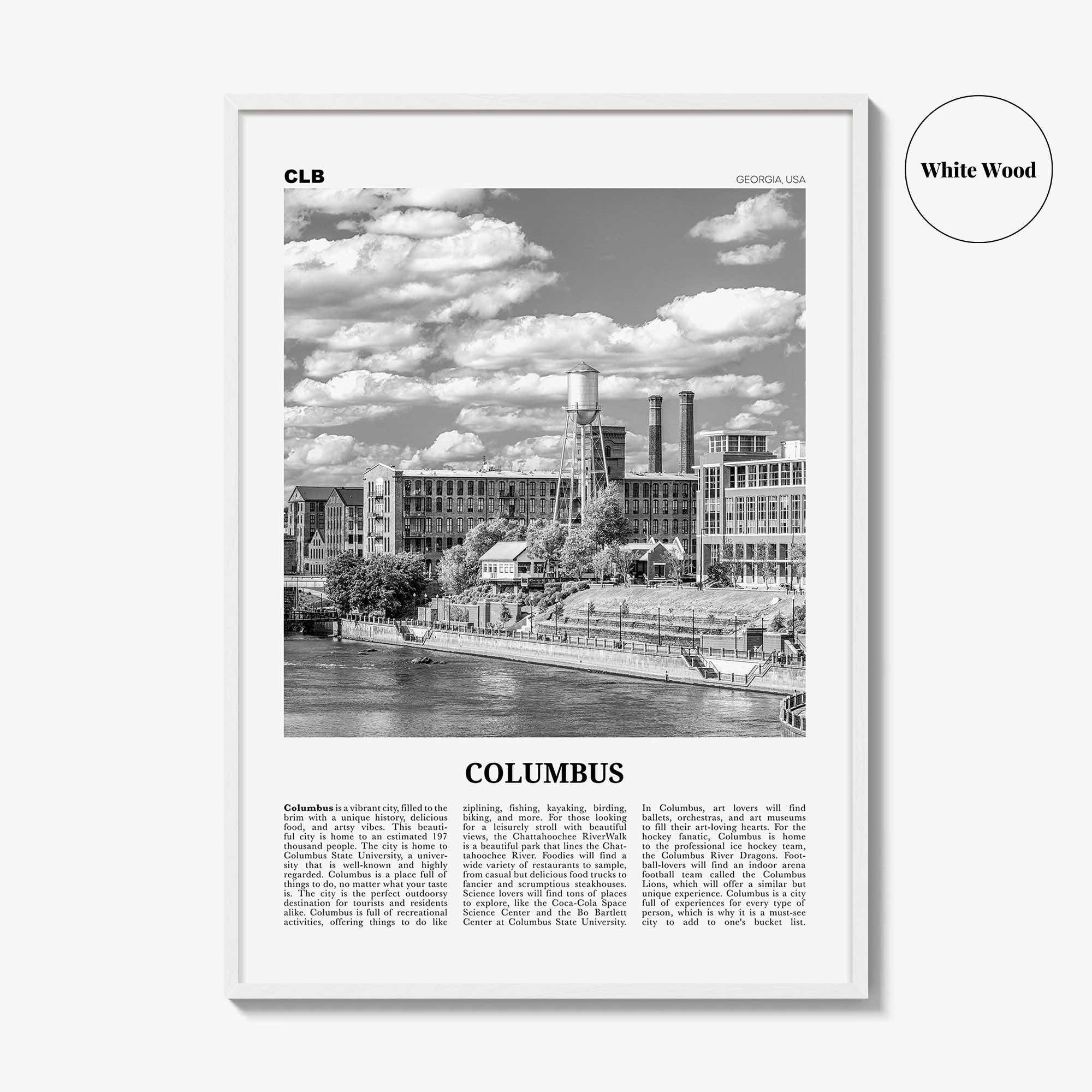 Columbus Print Black and White Georgia, Columbus Wall Art, Columbus Poster, Columbus Photo, Columbus Wall Décor, USA, United States