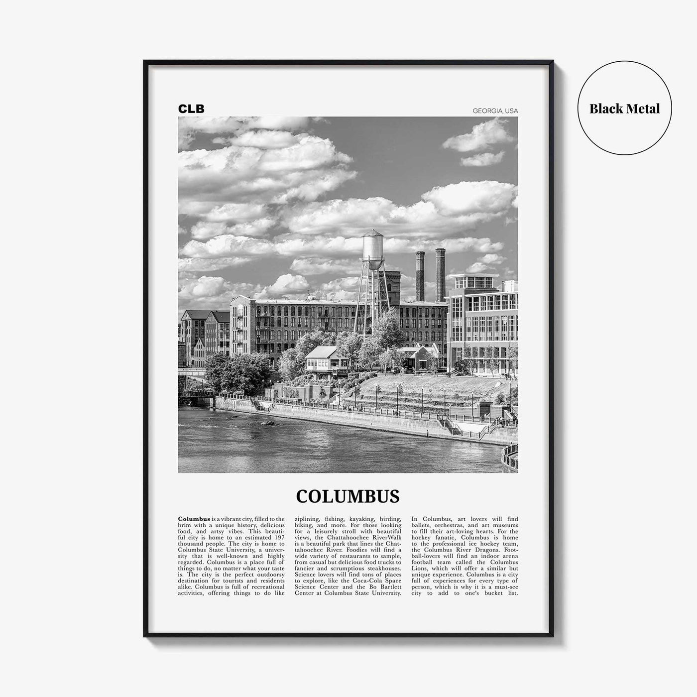 Columbus Print Black and White Georgia, Columbus Wall Art, Columbus Poster, Columbus Photo, Columbus Wall Décor, USA, United States