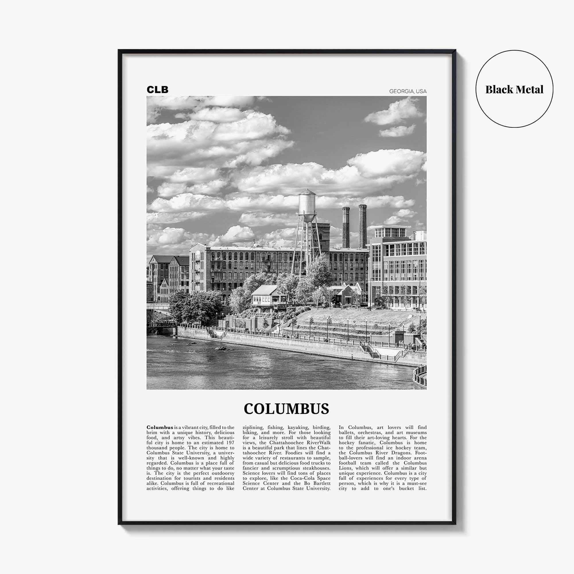 Columbus Print Black and White Georgia, Columbus Wall Art, Columbus Poster, Columbus Photo, Columbus Wall Décor, USA, United States