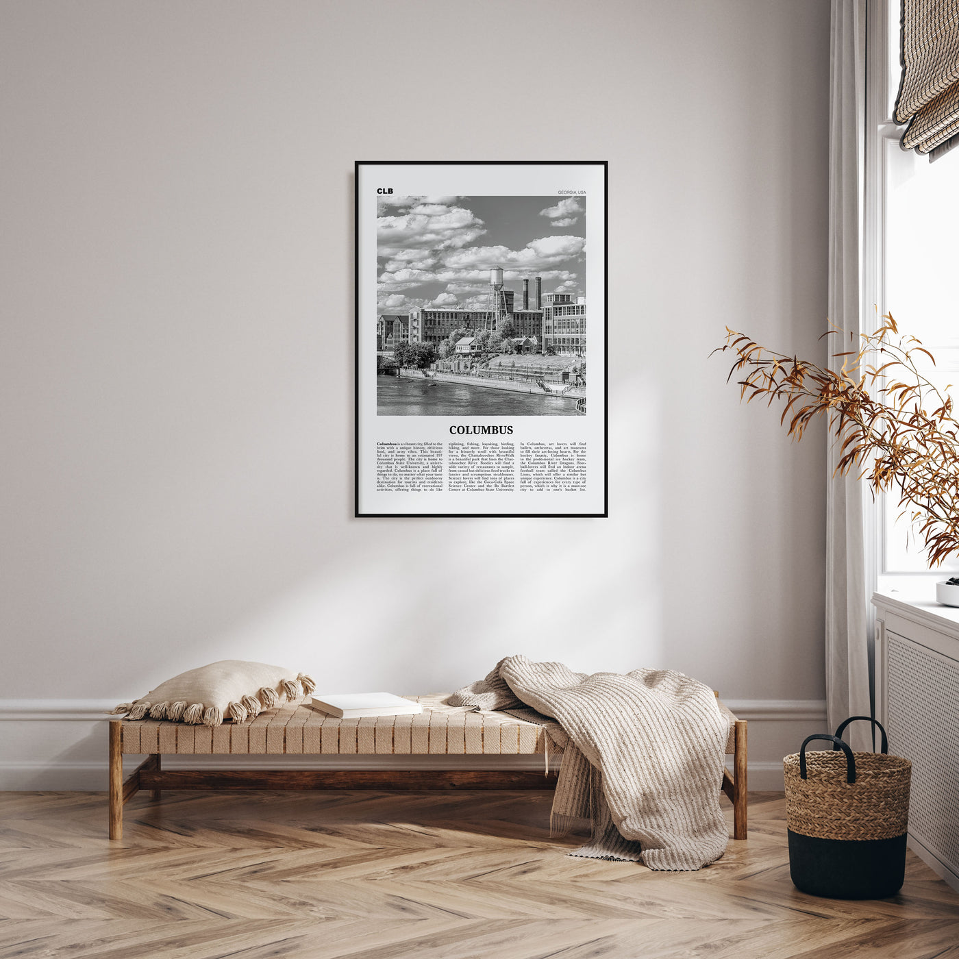 Columbus, Georgia Travel B&W Poster