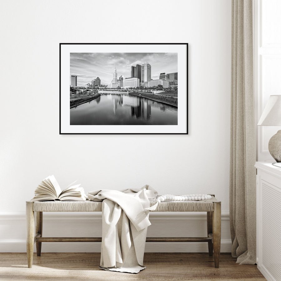 Columbus, Ohio Landscape B&W Poster