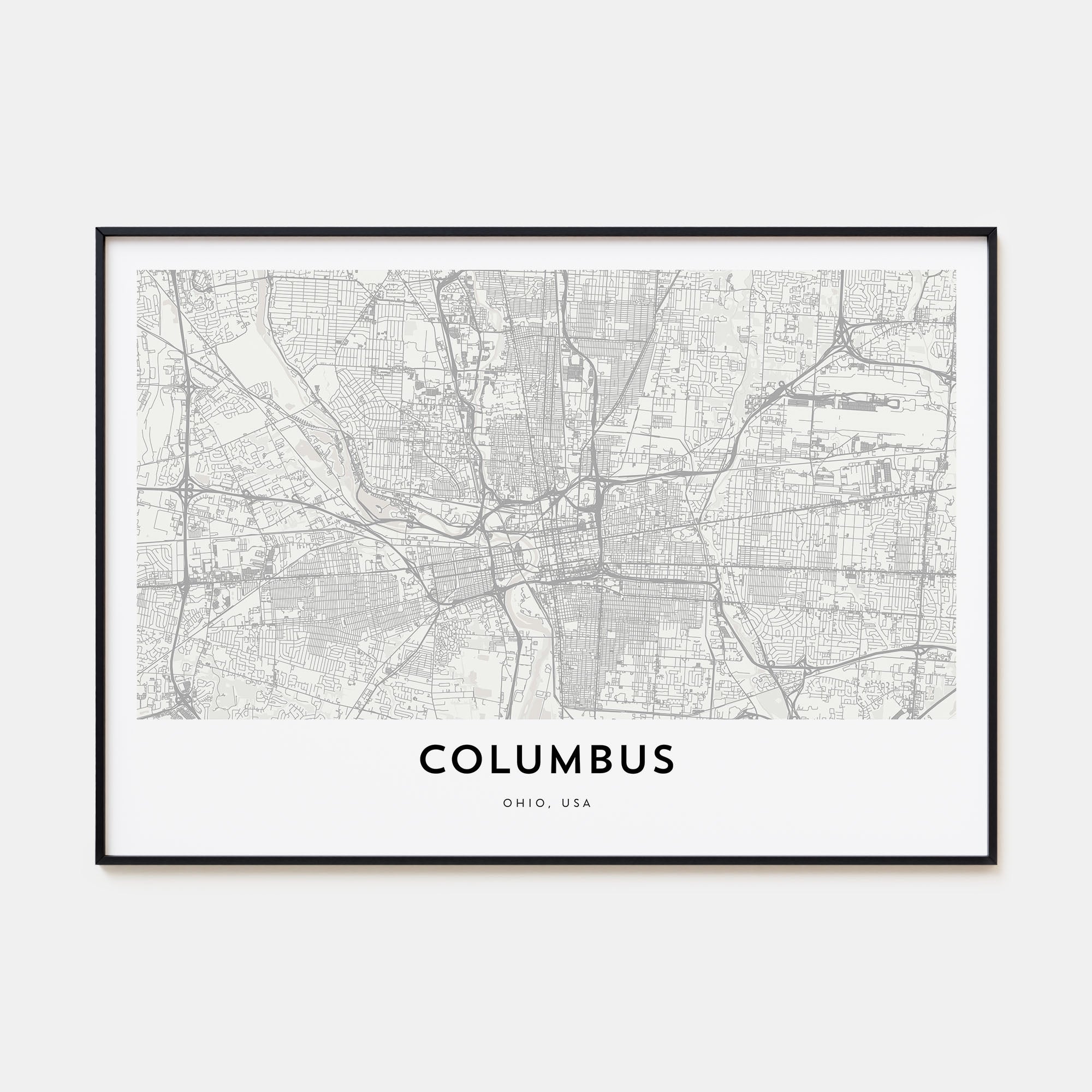 Columbus, Ohio Map Landscape Poster