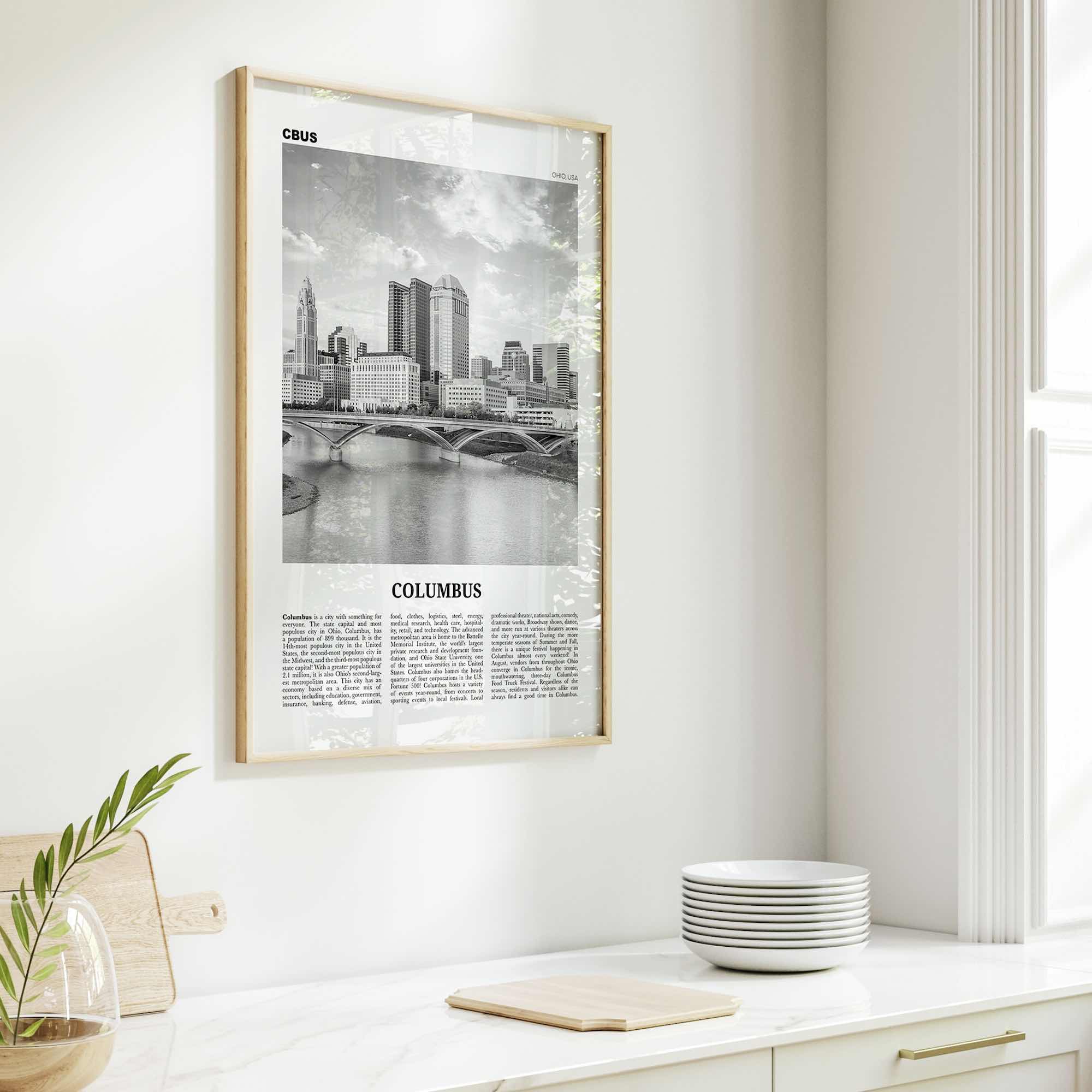 Columbus Print Black and White Ohio No 1, Columbus Wall Art, Columbus Poster, Columbus Photo, Columbus Decor, USA, United States, America