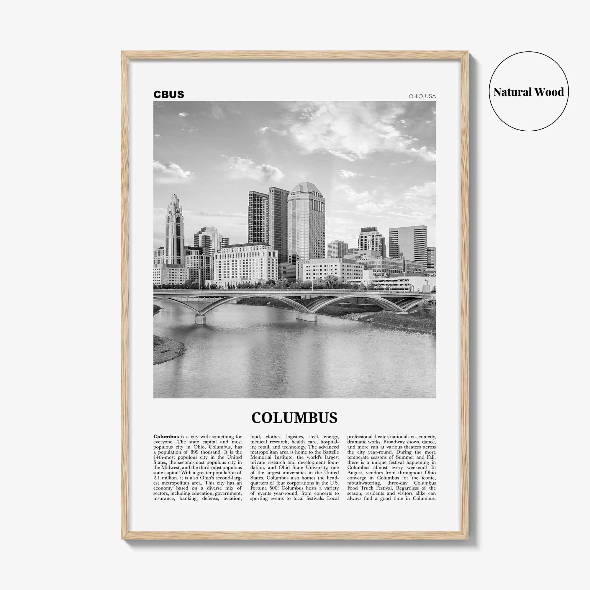 Columbus Print Black and White Ohio No 1, Columbus Wall Art, Columbus Poster, Columbus Photo, Columbus Decor, USA, United States, America