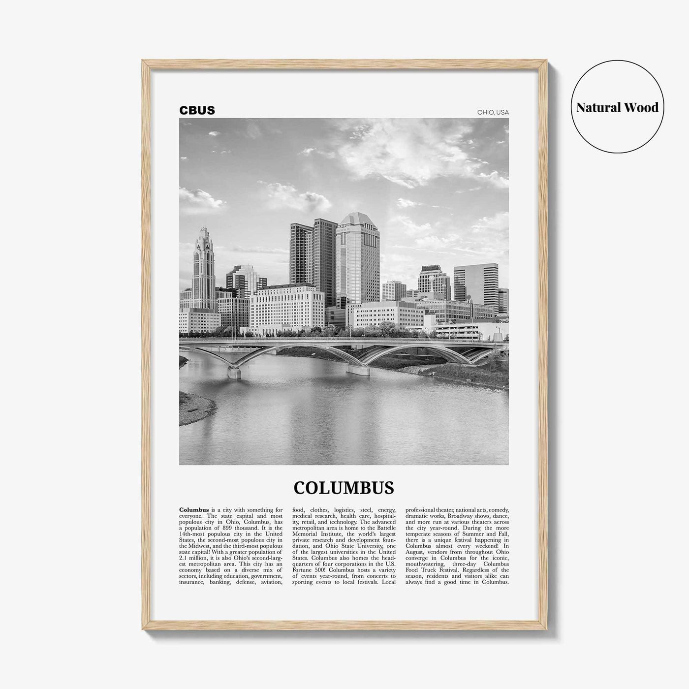 Columbus Print Black and White Ohio No 1, Columbus Wall Art, Columbus Poster, Columbus Photo, Columbus Decor, USA, United States, America