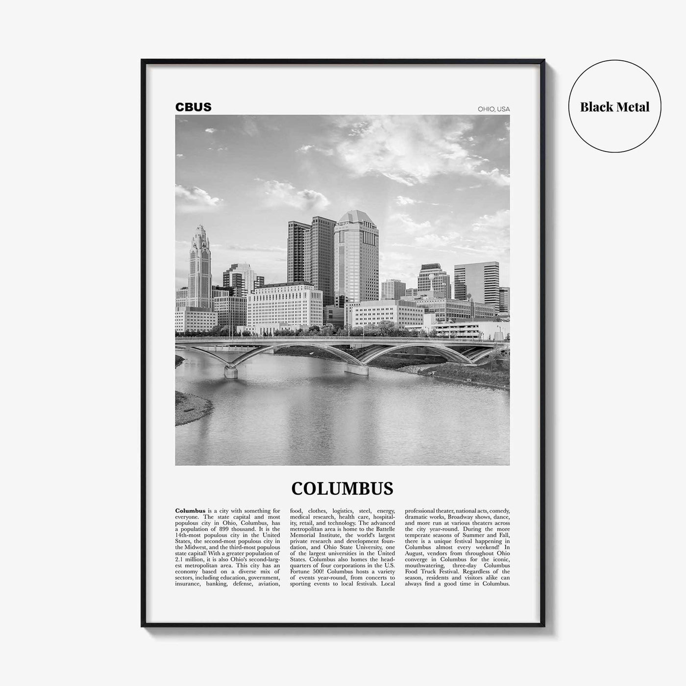 Columbus Print Black and White Ohio No 1, Columbus Wall Art, Columbus Poster, Columbus Photo, Columbus Decor, USA, United States, America