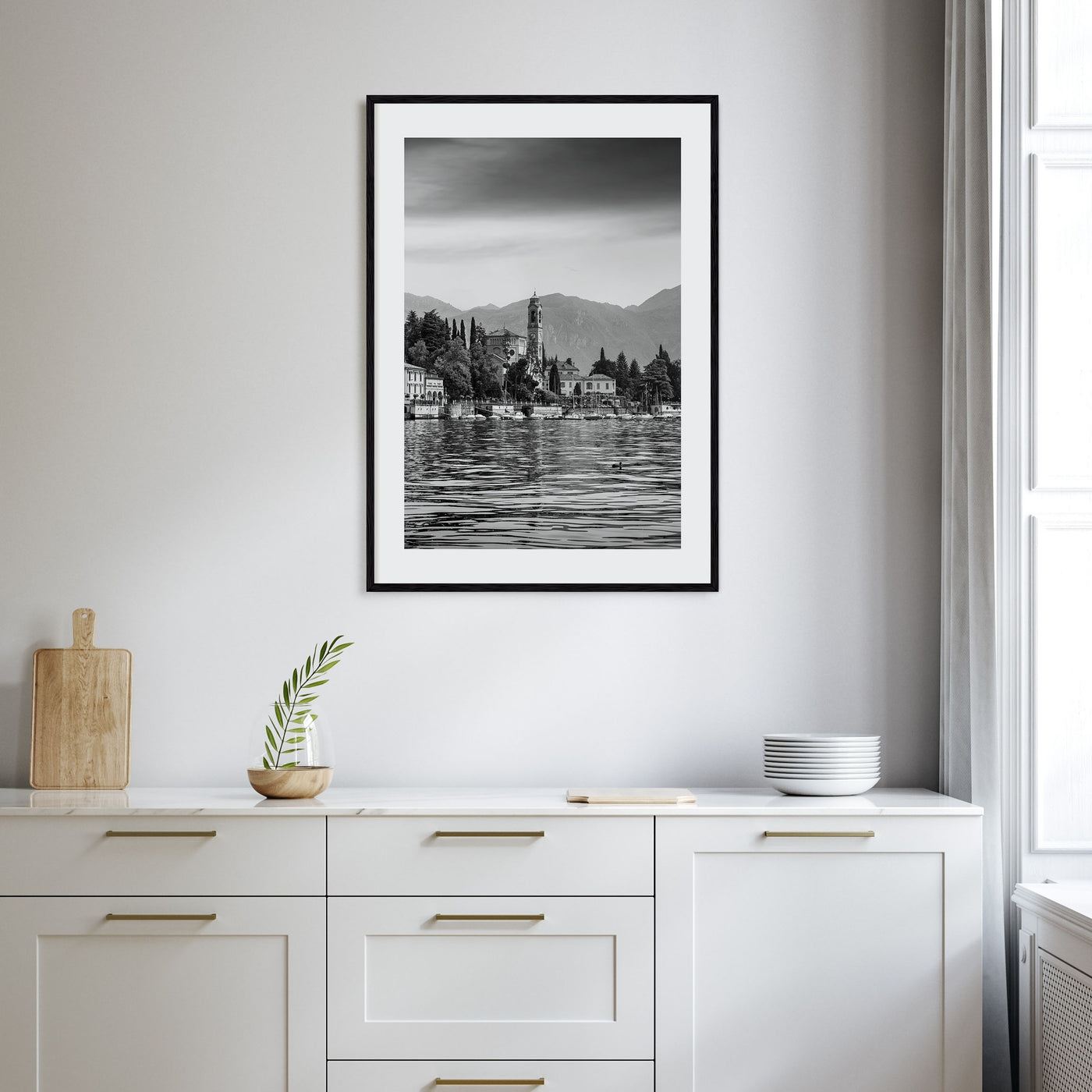 Como Lake Photo B&W Poster
