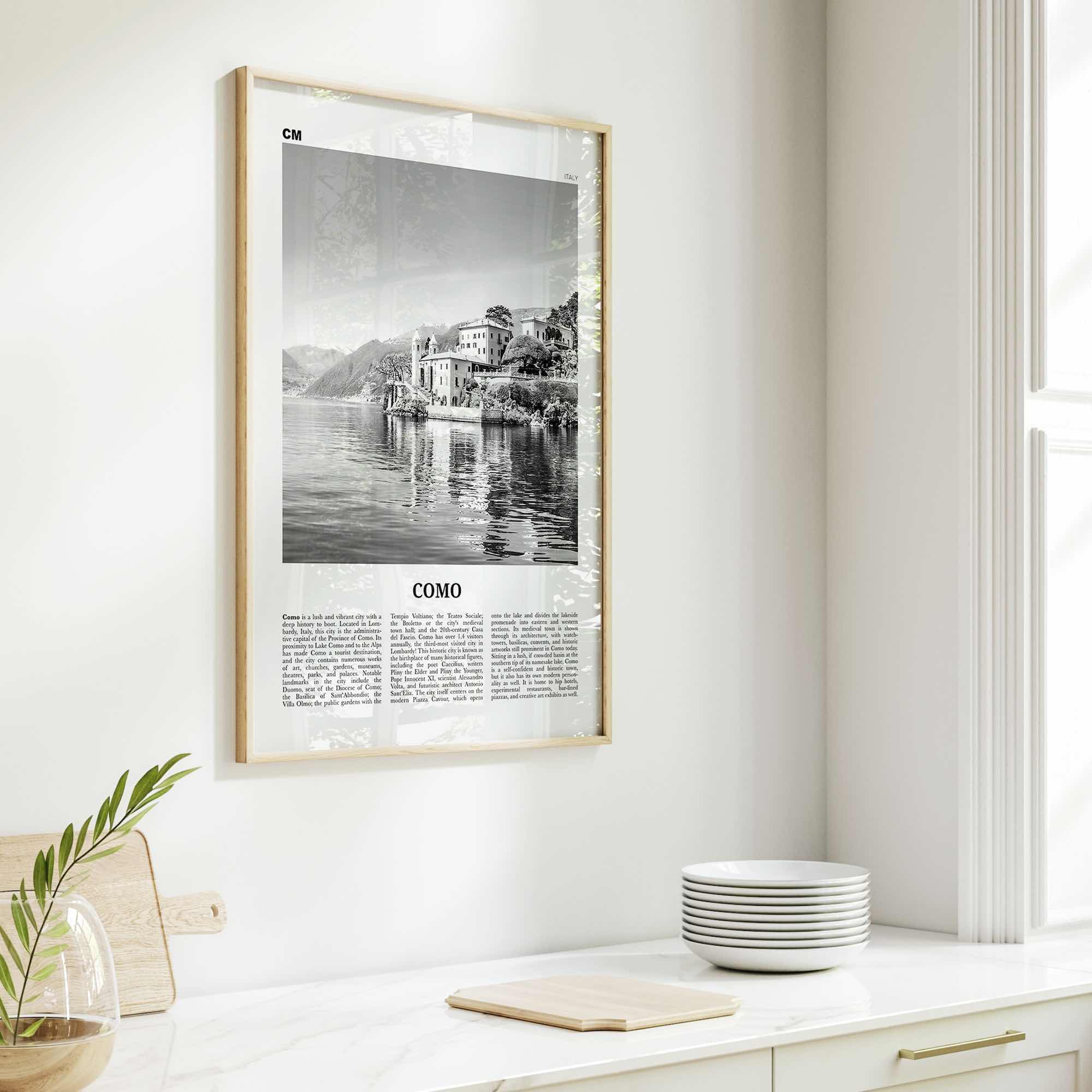 Como Print Black and White No 1, Como Wall Art, Como Poster, Como Photo, Como Wall Decor, Lake Como Print, Italy, Lago di Como, Italia