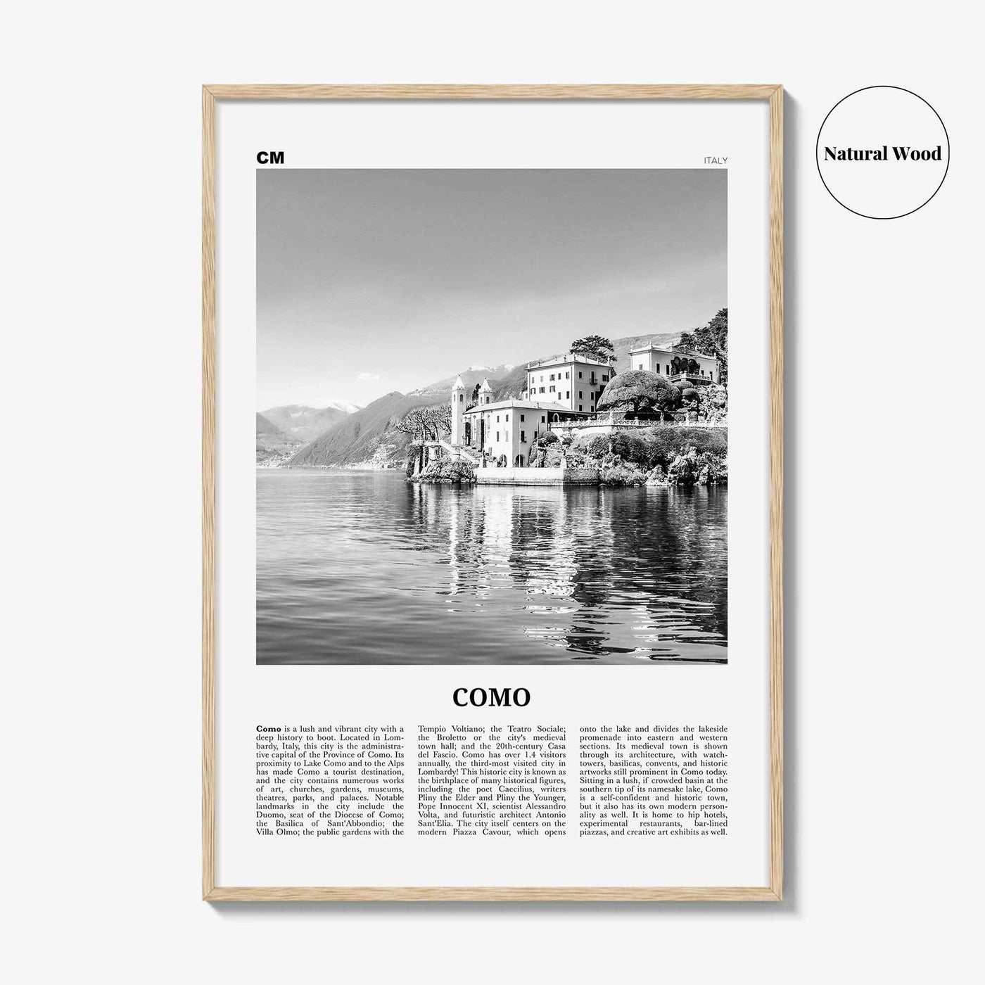 Como Print Black and White No 1, Como Wall Art, Como Poster, Como Photo, Como Wall Decor, Lake Como Print, Italy, Lago di Como, Italia
