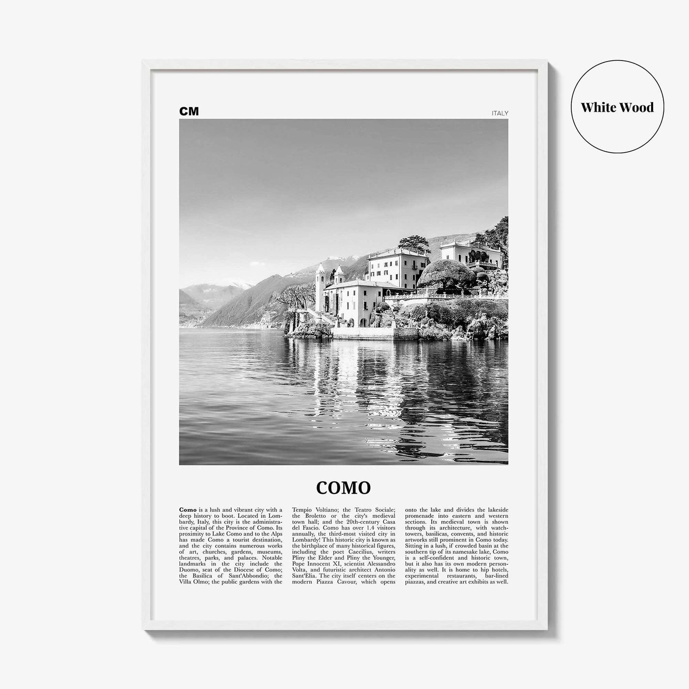 Como Print Black and White No 1, Como Wall Art, Como Poster, Como Photo, Como Wall Decor, Lake Como Print, Italy, Lago di Como, Italia