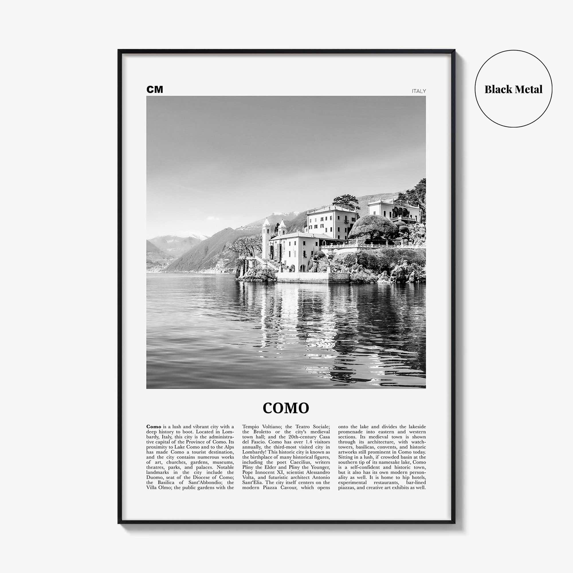 Como Print Black and White No 1, Como Wall Art, Como Poster, Como Photo, Como Wall Decor, Lake Como Print, Italy, Lago di Como, Italia