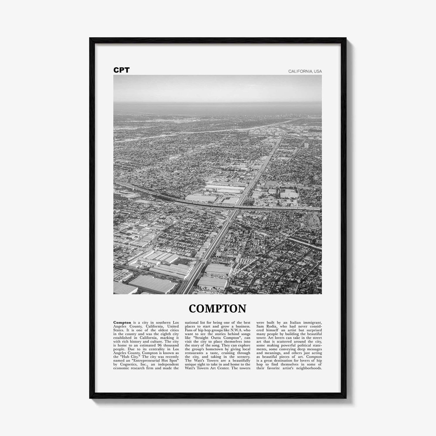 Compton Print Black and White, Compton Wall Art, Compton Poster, Compton Photo, Compton Wall Decor, California, USA, United States