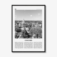 Concord Print Black and White, Concord Wall Art, Concord Poster, Concord Photo, Concord Wall Décor, New Hampshire, USA, United States