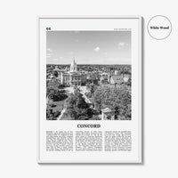 Concord Print Black and White, Concord Wall Art, Concord Poster, Concord Photo, Concord Wall Décor, New Hampshire, USA, United States