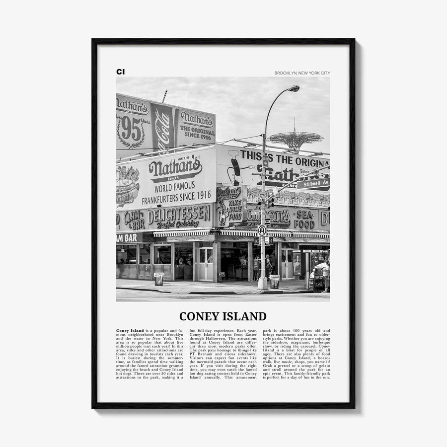 Coney Island Print Black and White, Coney Island Wall Art, Coney Island Poster, Coney Island Photo, Coney Island Wall Décor, Brooklyn