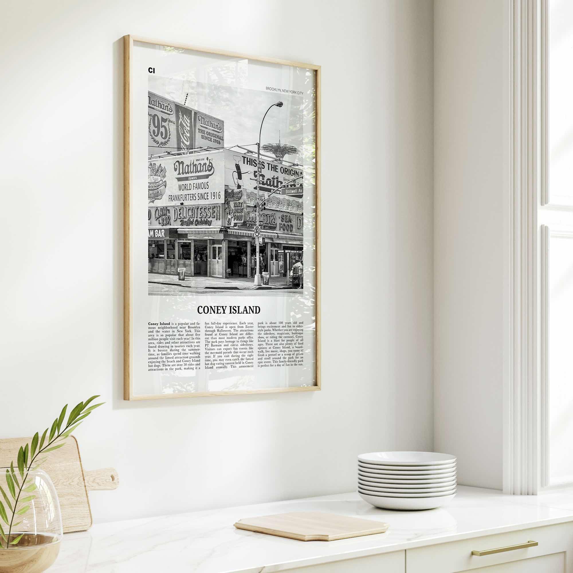 Coney Island Print Black and White, Coney Island Wall Art, Coney Island Poster, Coney Island Photo, Coney Island Wall Décor, Brooklyn