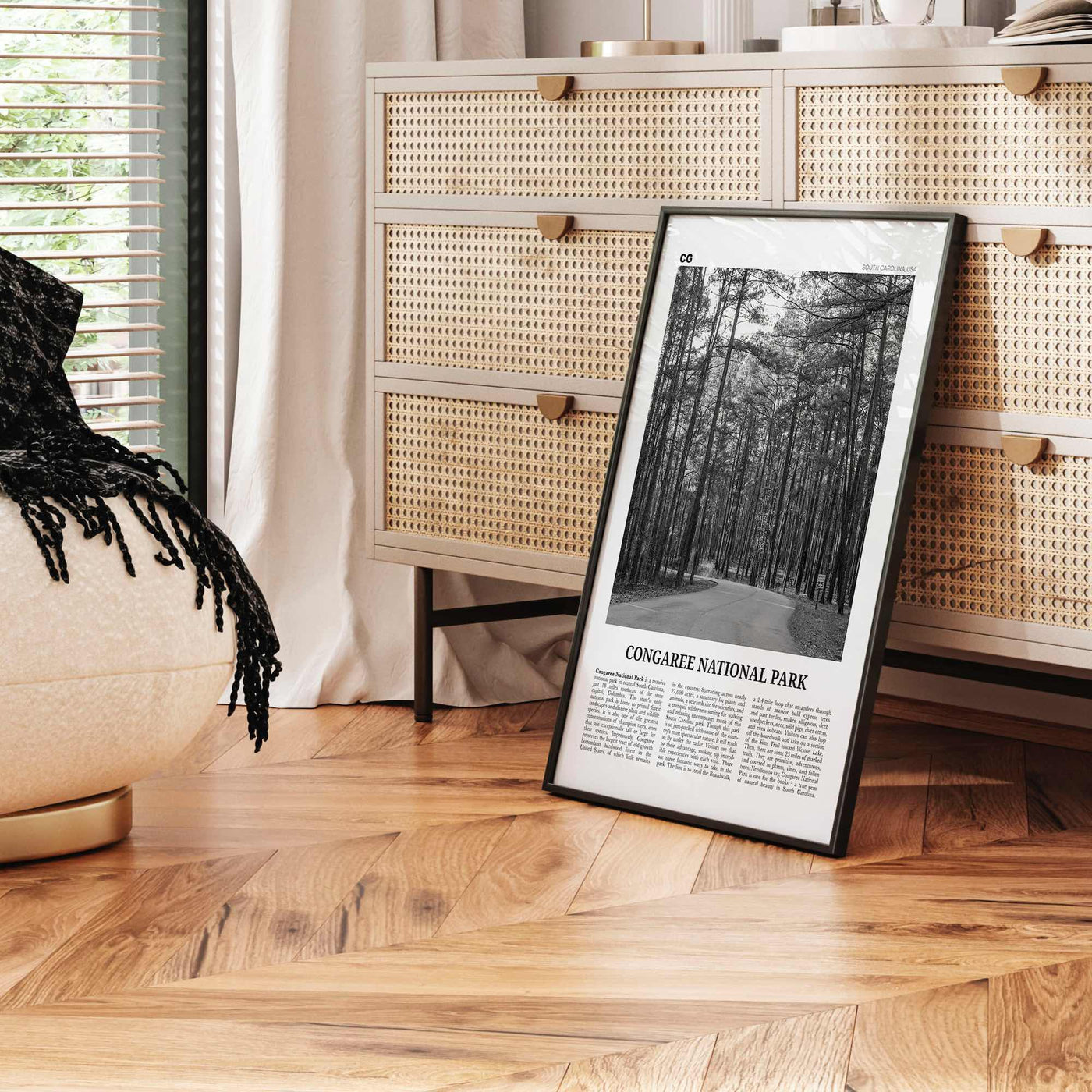 Congaree National Park Print Black and White, Congaree National Park Wall Art, Congaree National Park Poster, Park Photo, Wall Décor, Map