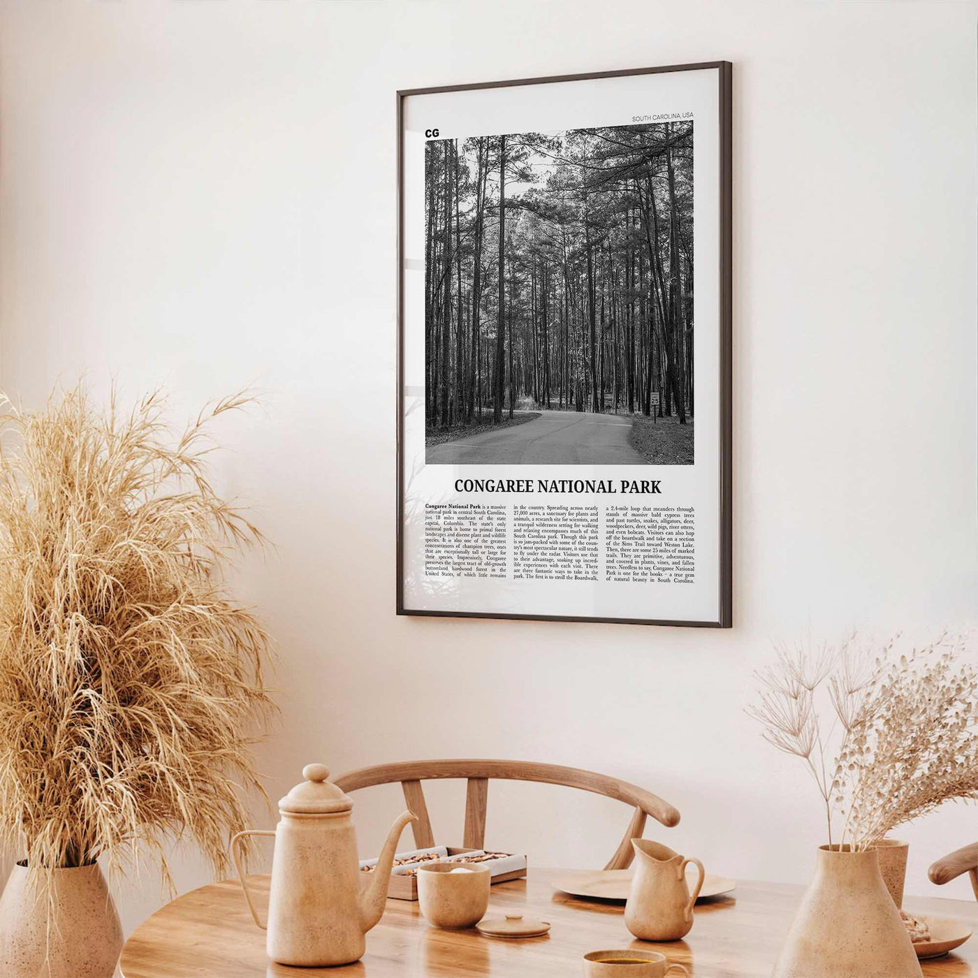 Congaree National Park Print Black and White, Congaree National Park Wall Art, Congaree National Park Poster, Park Photo, Wall Décor, Map