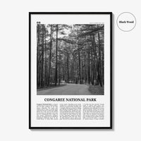 Congaree National Park Print Black and White, Congaree National Park Wall Art, Congaree National Park Poster, Park Photo, Wall Décor, Map