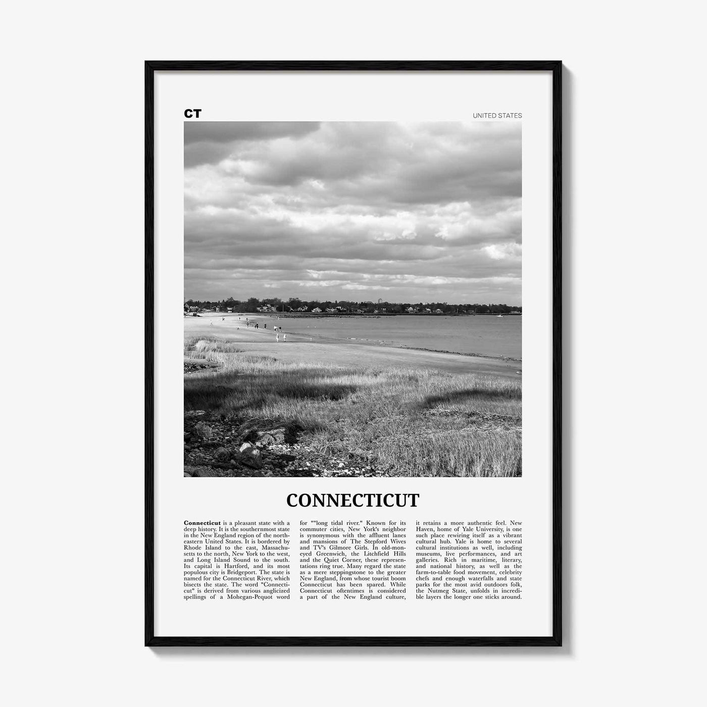 Connecticut Print Black and White No 1, Connecticut Wall Art, Connecticut Poster, Connecticut Photo, Connecticut Décor, Connecticut Map