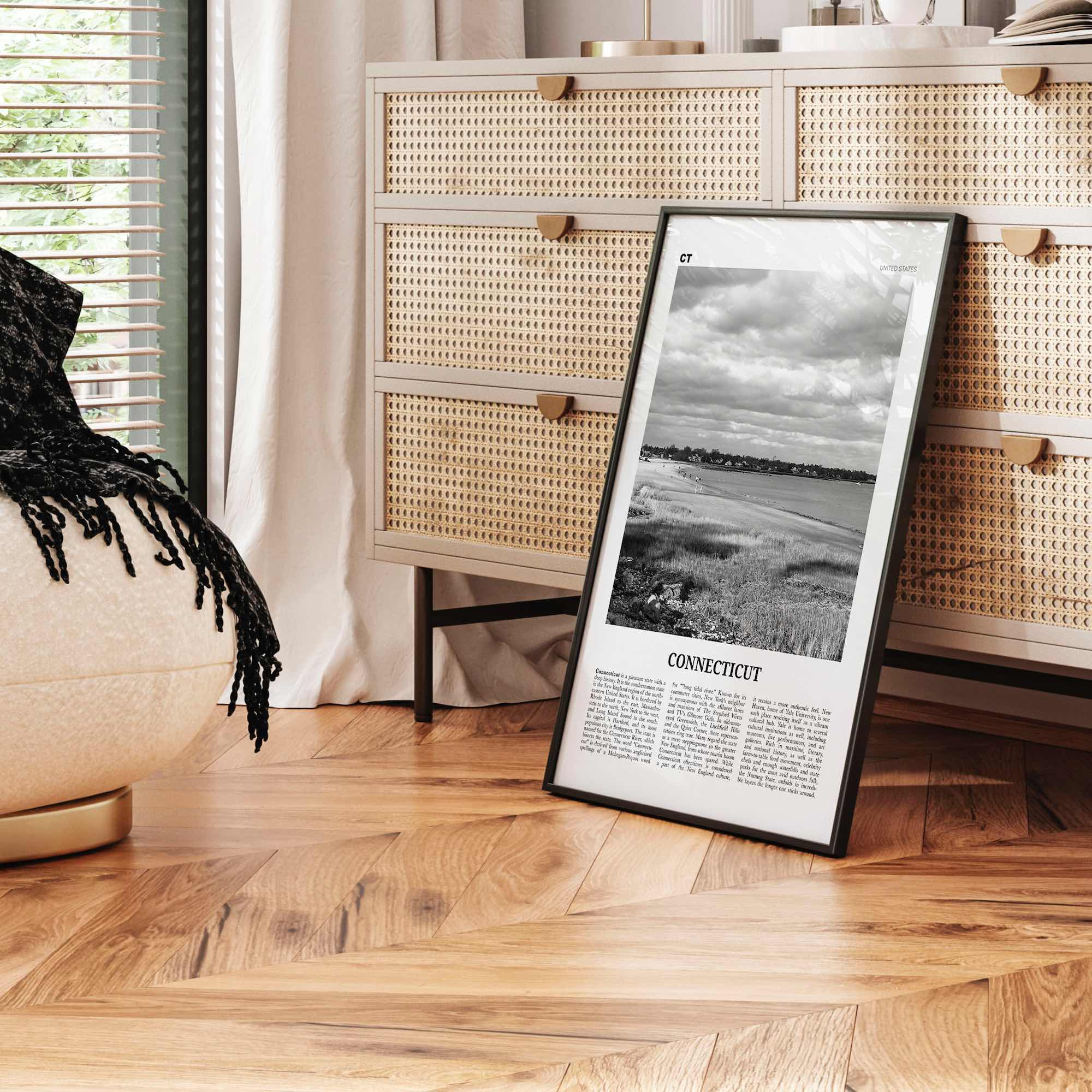 Connecticut Print Black and White No 1, Connecticut Wall Art, Connecticut Poster, Connecticut Photo, Connecticut Décor, Connecticut Map