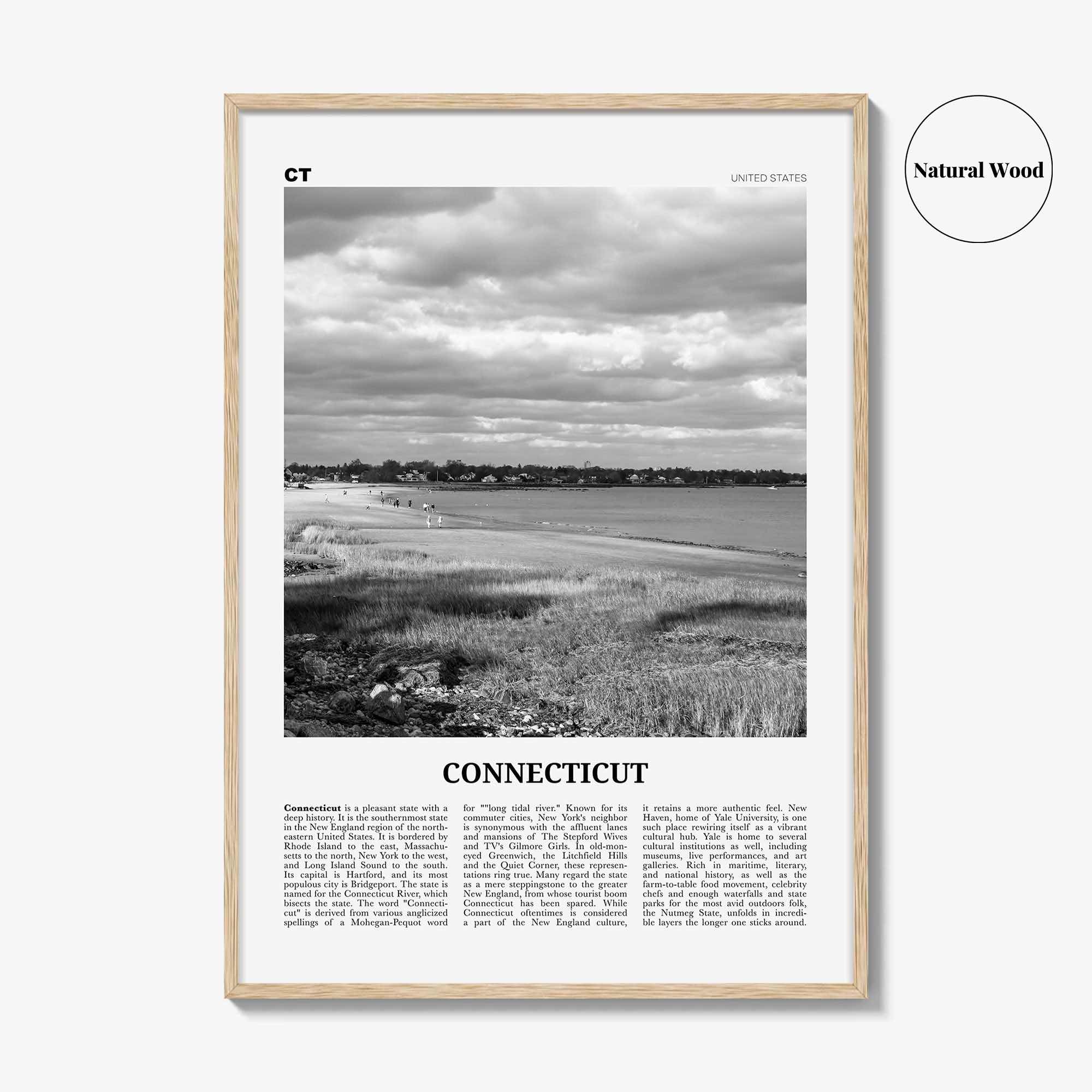 Connecticut Print Black and White No 1, Connecticut Wall Art, Connecticut Poster, Connecticut Photo, Connecticut Décor, Connecticut Map