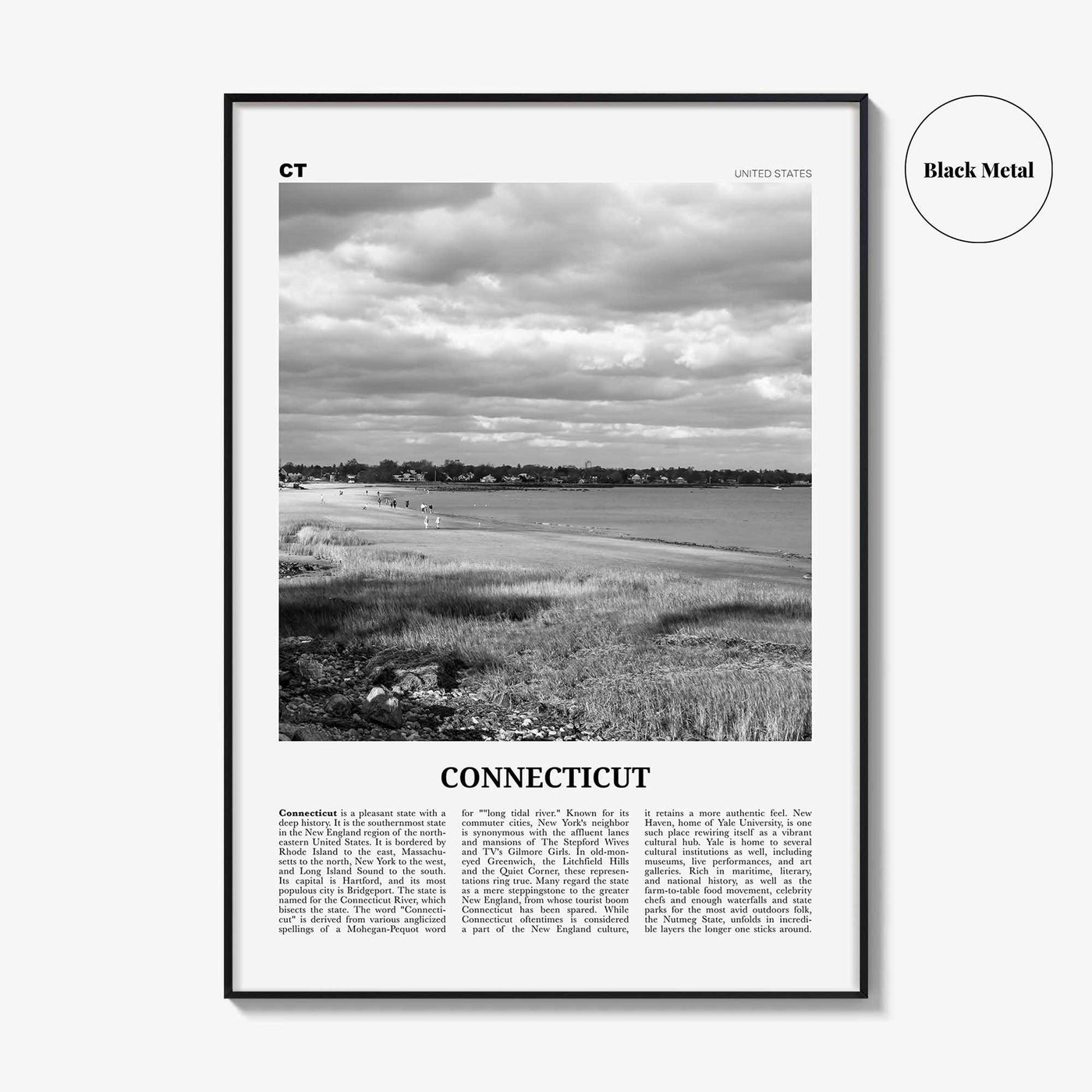 Connecticut Print Black and White No 1, Connecticut Wall Art, Connecticut Poster, Connecticut Photo, Connecticut Décor, Connecticut Map