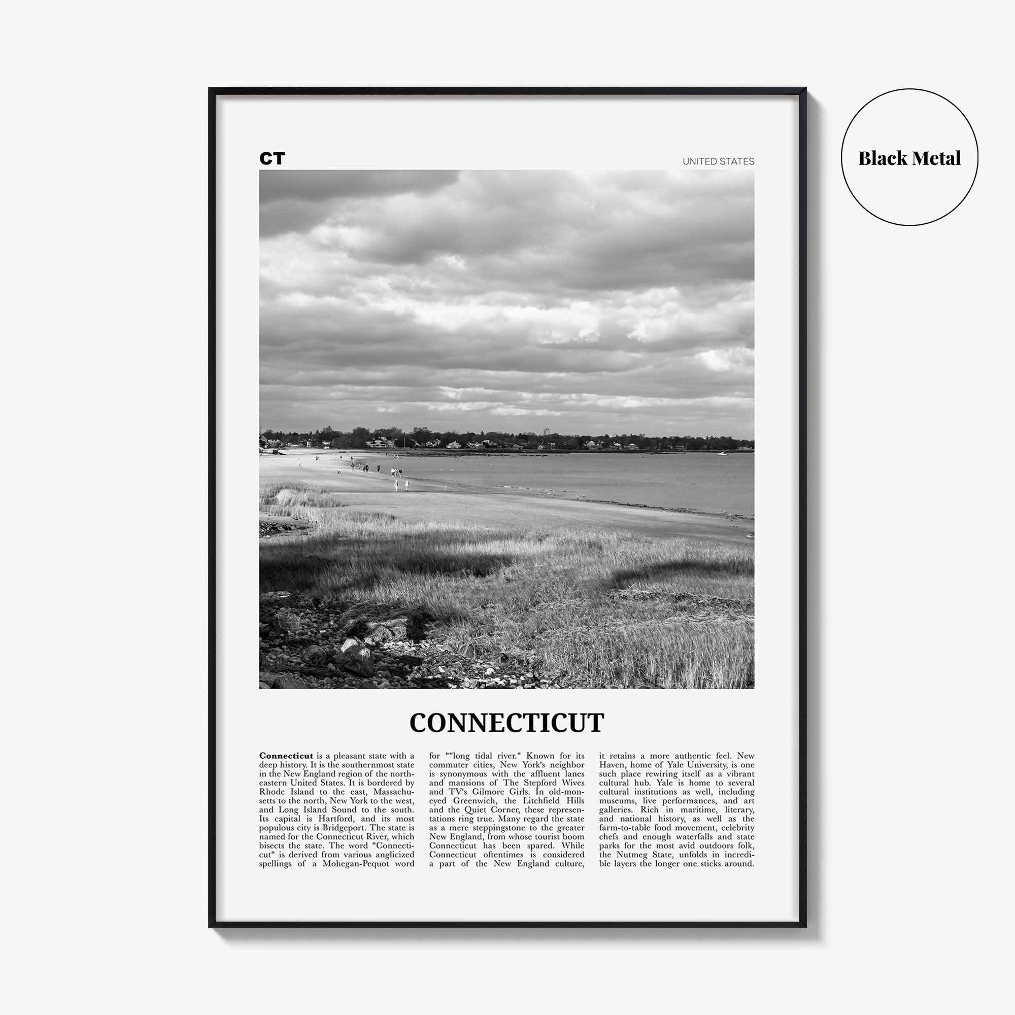 Connecticut Print Black and White No 1, Connecticut Wall Art, Connecticut Poster, Connecticut Photo, Connecticut Décor, Connecticut Map