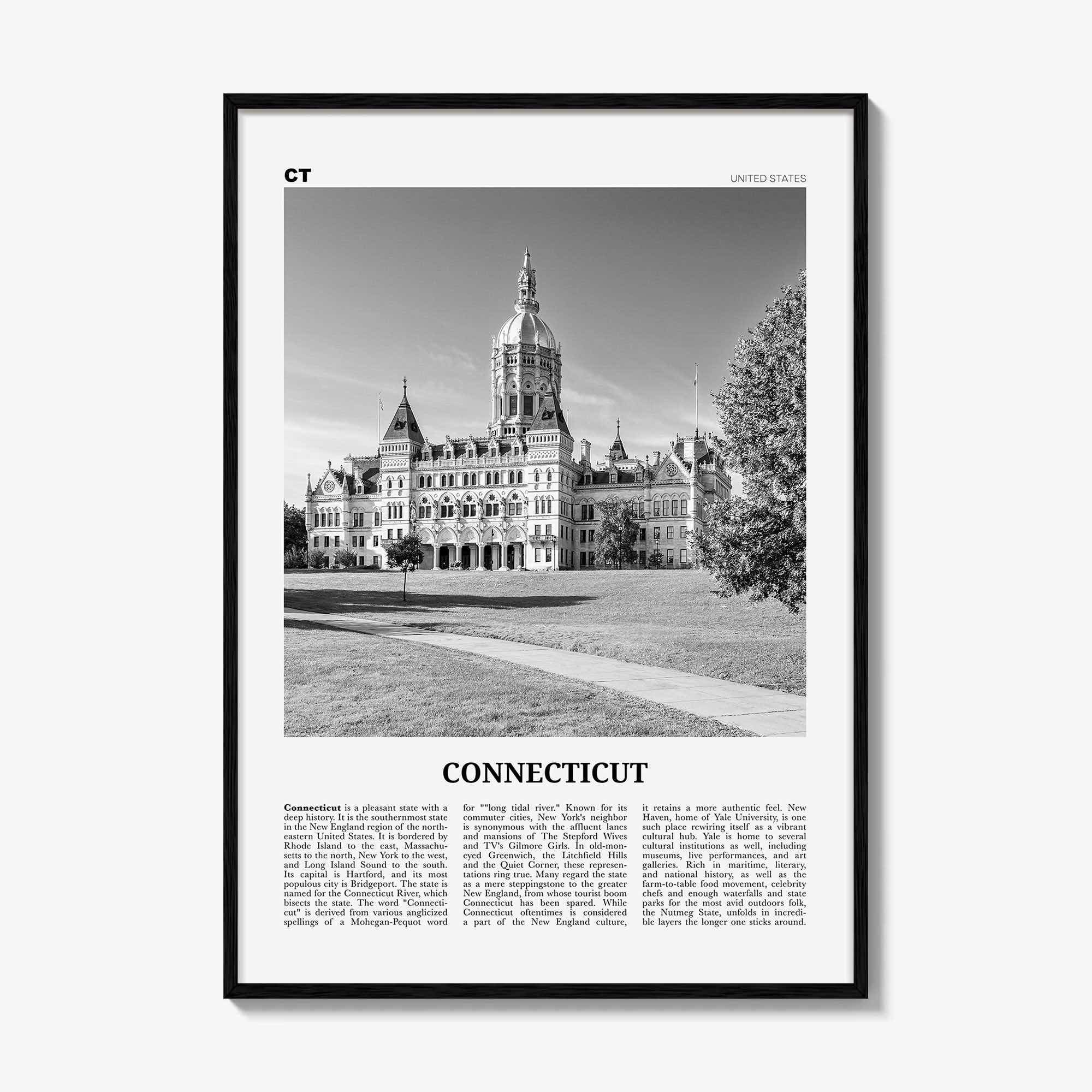 Connecticut Print Black and White No 2, Connecticut Wall Art, Connecticut Poster, Connecticut Photo, USA, United States, North America