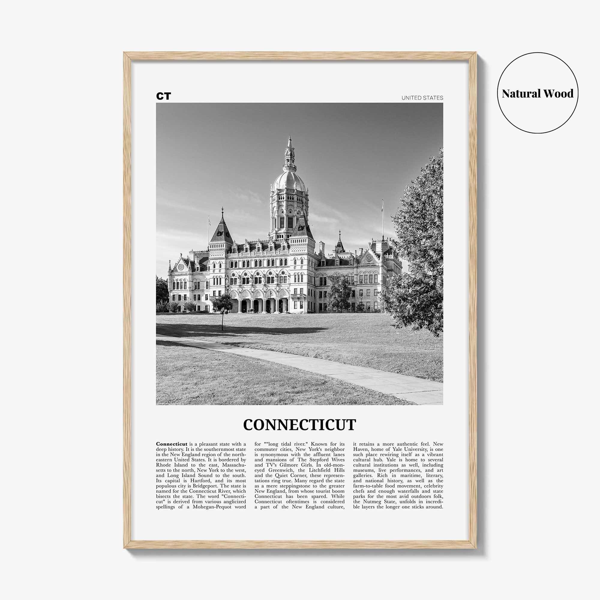 Connecticut Print Black and White No 2, Connecticut Wall Art, Connecticut Poster, Connecticut Photo, USA, United States, North America