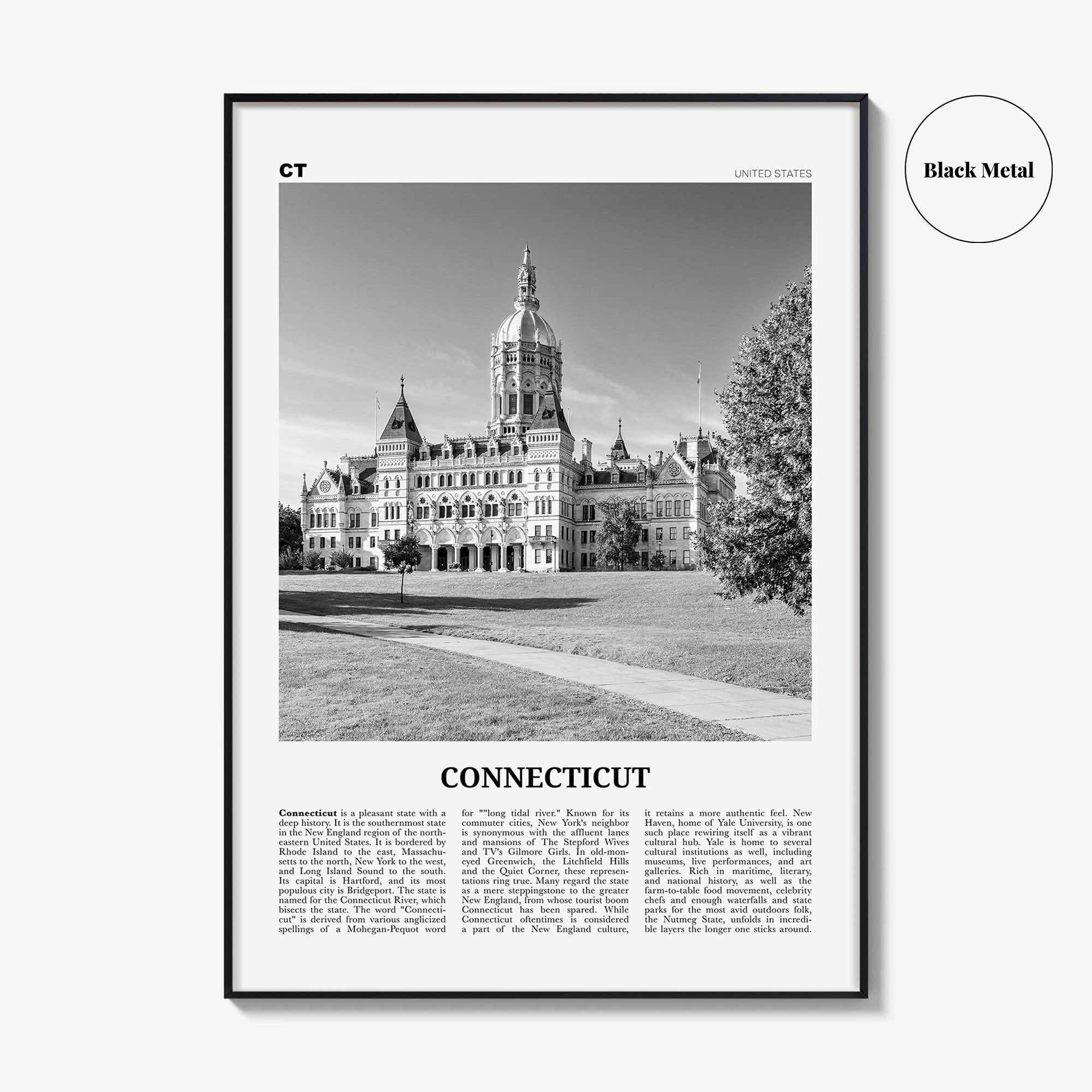 Connecticut Print Black and White No 2, Connecticut Wall Art, Connecticut Poster, Connecticut Photo, USA, United States, North America
