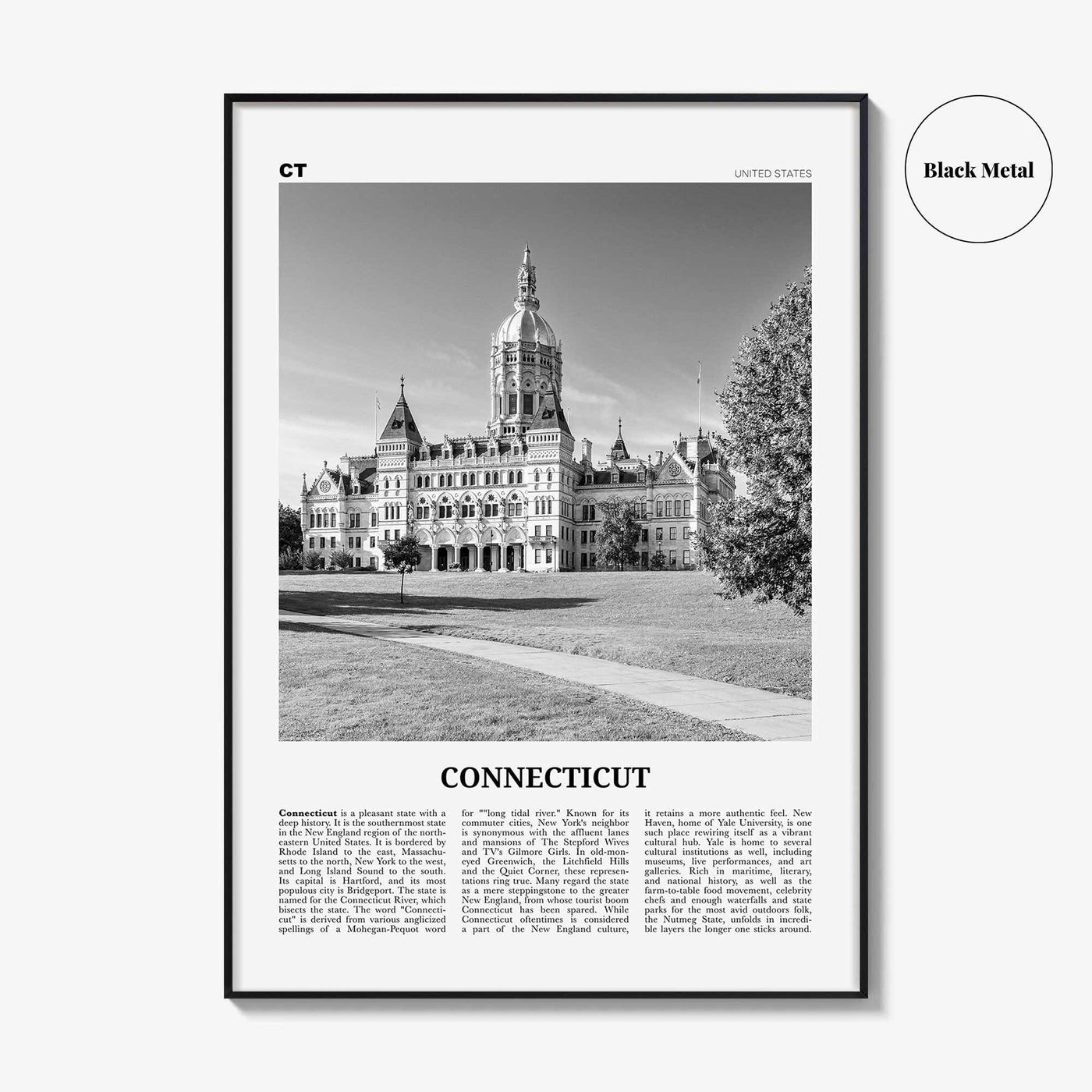 Connecticut Print Black and White No 2, Connecticut Wall Art, Connecticut Poster, Connecticut Photo, USA, United States, North America
