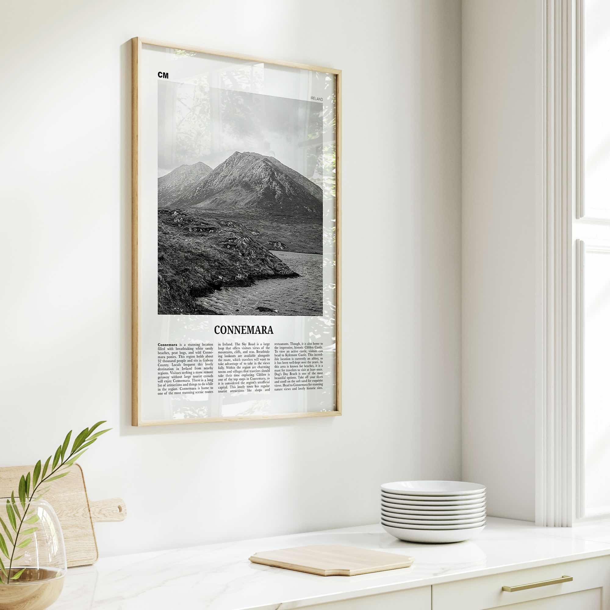 Connemara Print Black and White, Connemara Wall Art, Connemara Poster, Connemara Photo, Connemara Wall Décor, Connemara Map, Ireland