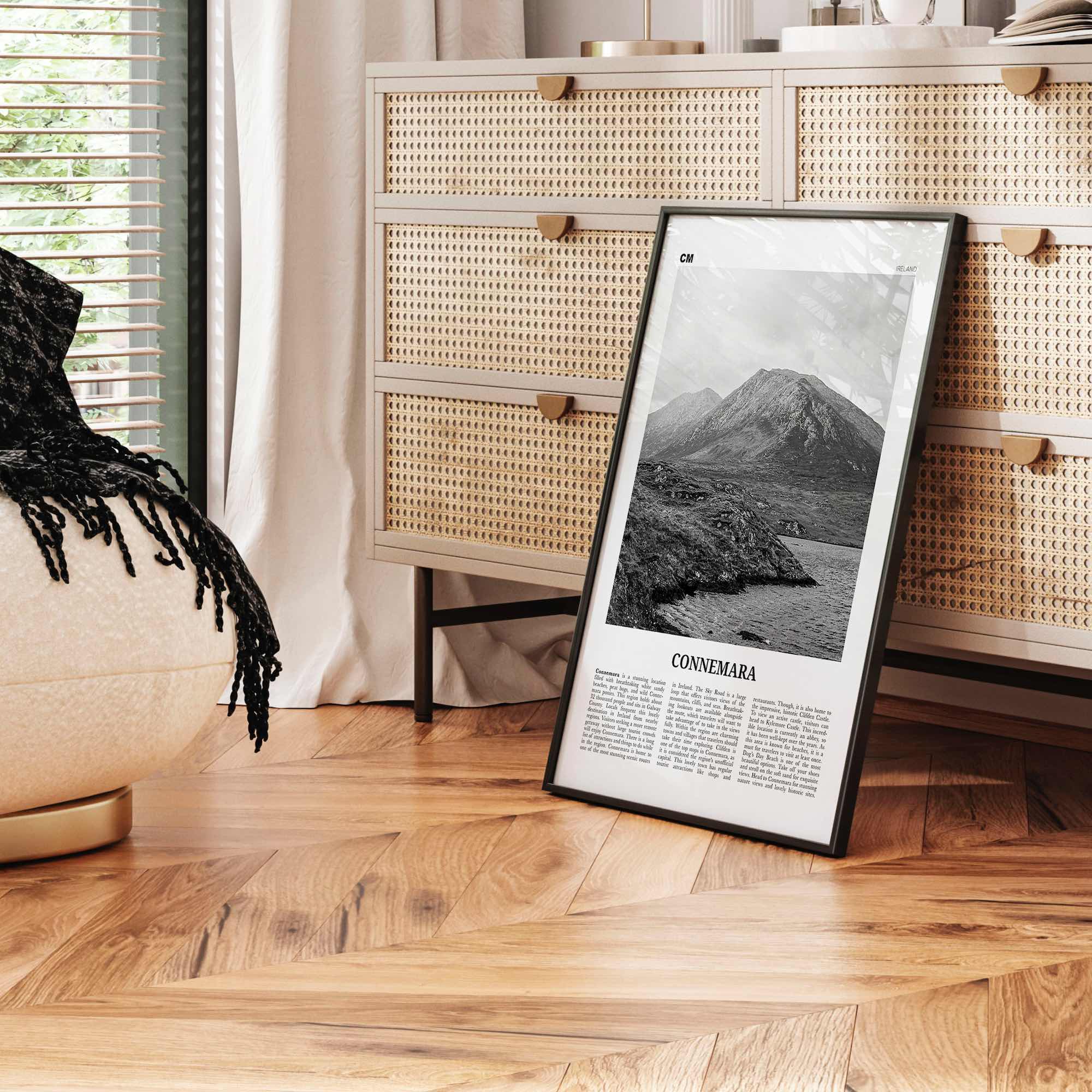 Connemara Print Black and White, Connemara Wall Art, Connemara Poster, Connemara Photo, Connemara Wall Décor, Connemara Map, Ireland